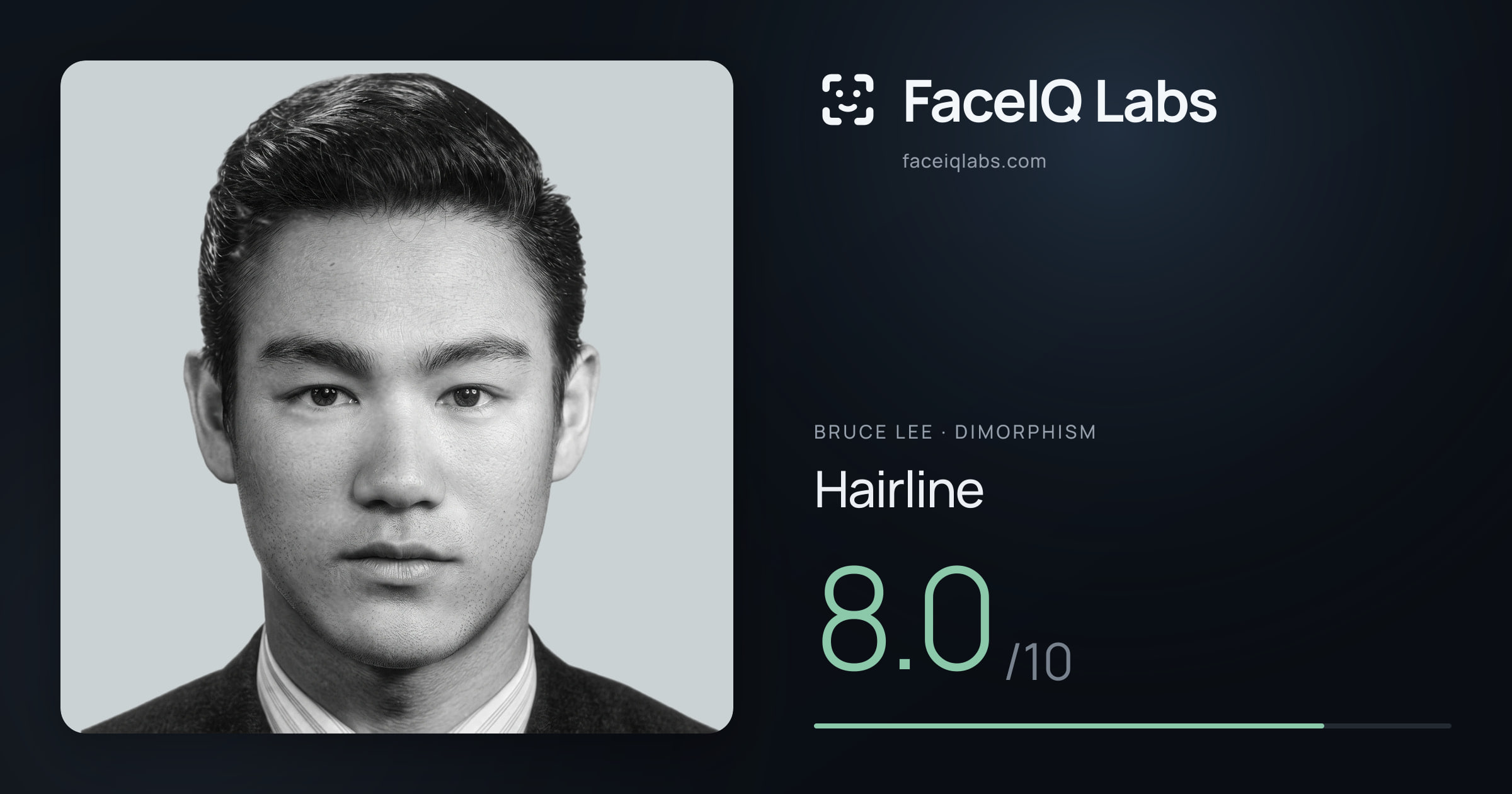 Bruce Lee Hairline: 8.0/10, drawn on the photo