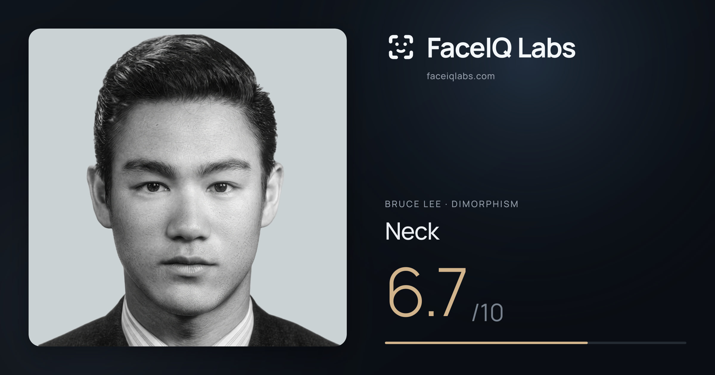 Bruce Lee Neck: 6.7/10, drawn on the photo