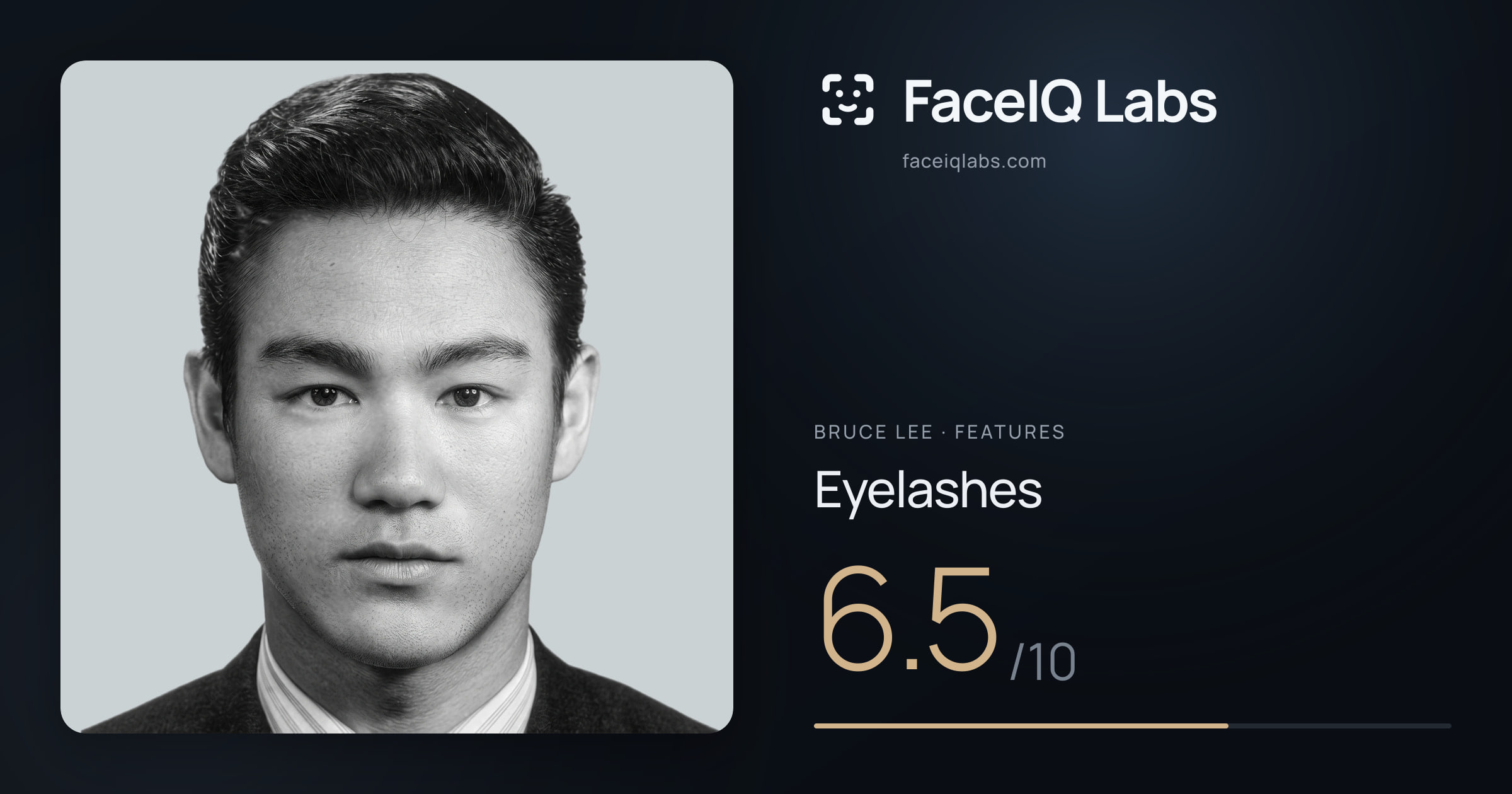 Bruce Lee Eyelashes: 6.5/10, drawn on the photo