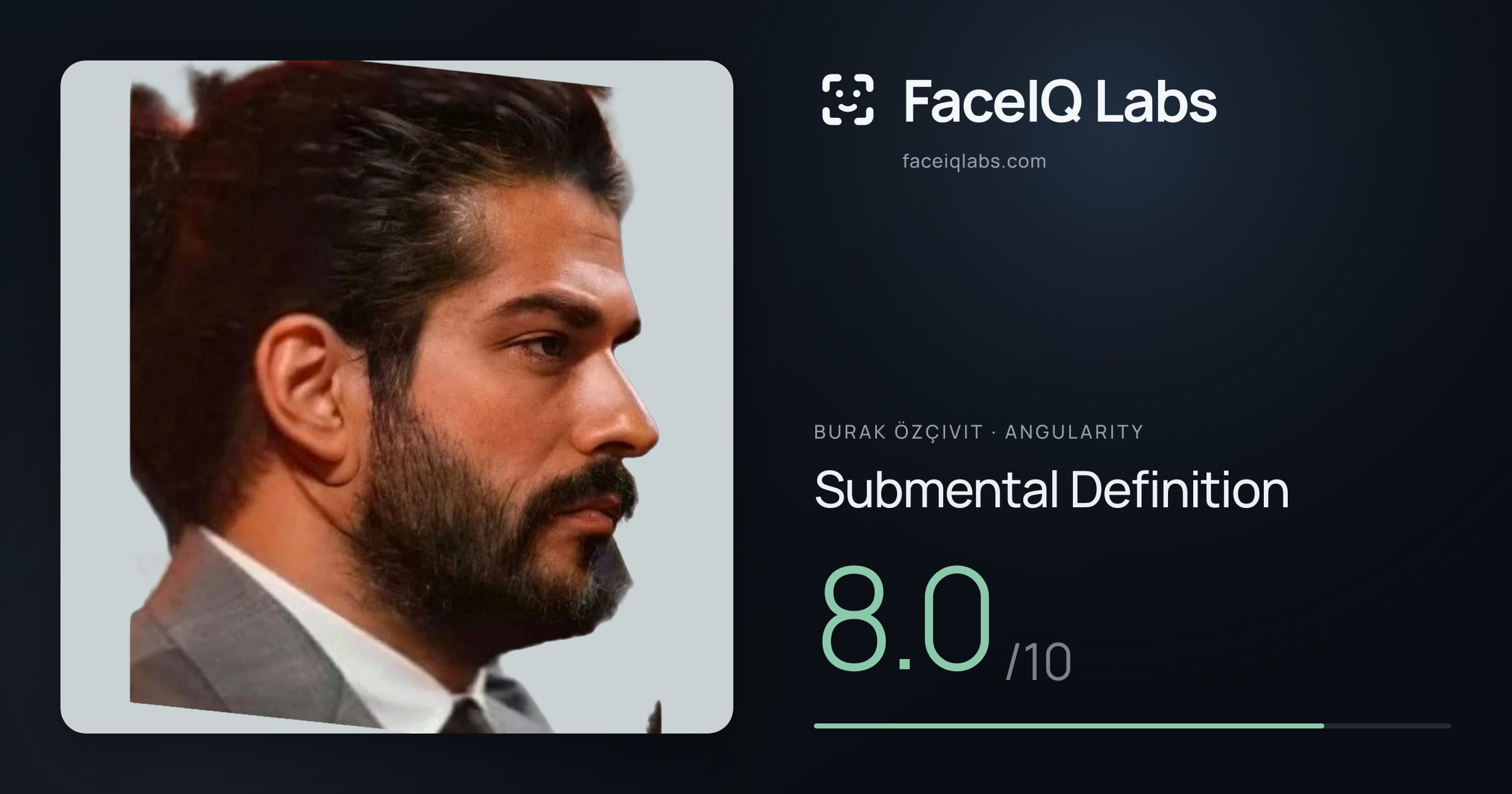Burak Özçivit Submental Definition: 8.0/10, drawn on the photo