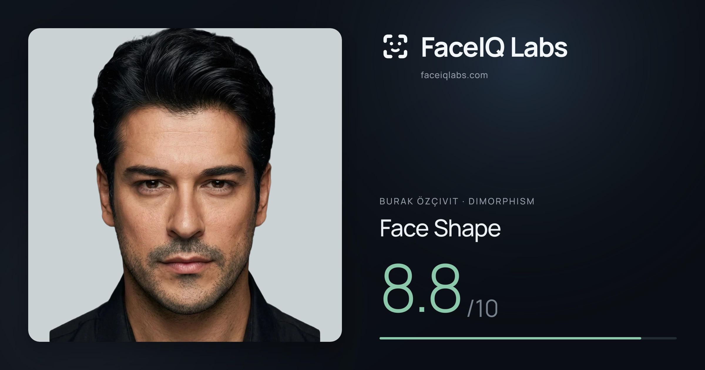 Burak Özçivit Face Shape: 8.8/10, drawn on the photo