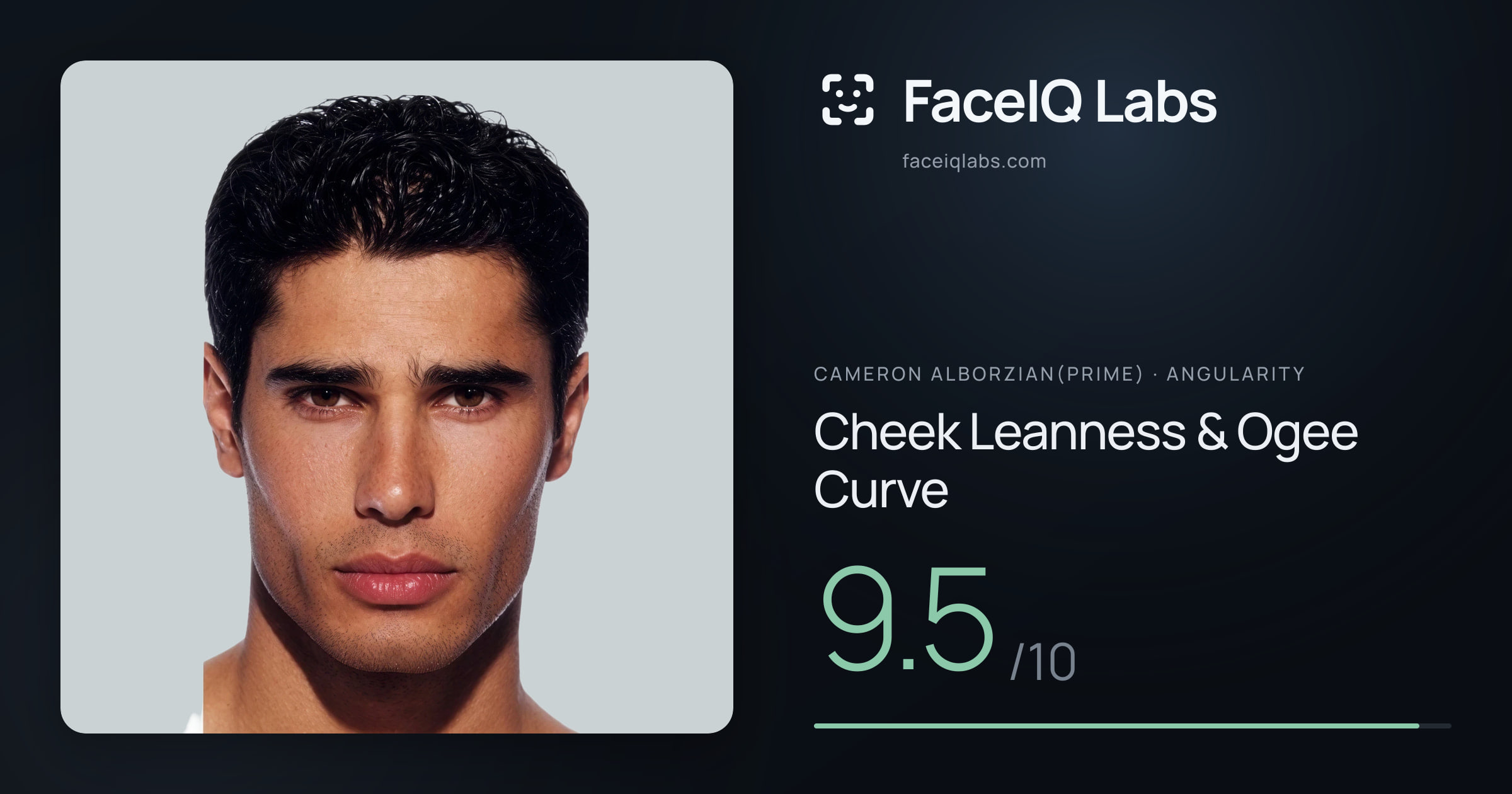 Cameron Alborzian(Prime) Cheek Leanness & Ogee Curve: 9.5/10, drawn on the photo
