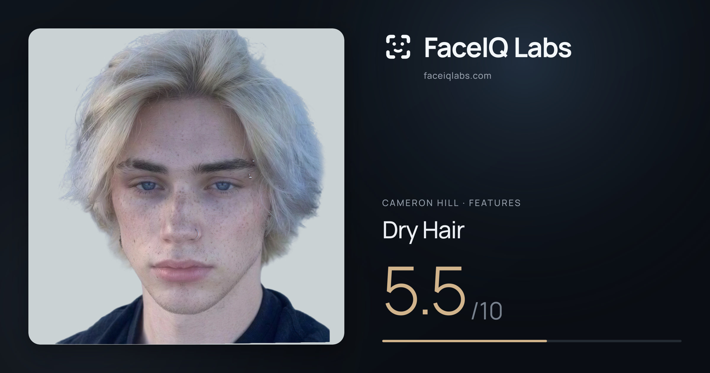 Cameron Hill Dry Hair: 5.5/10, drawn on the photo
