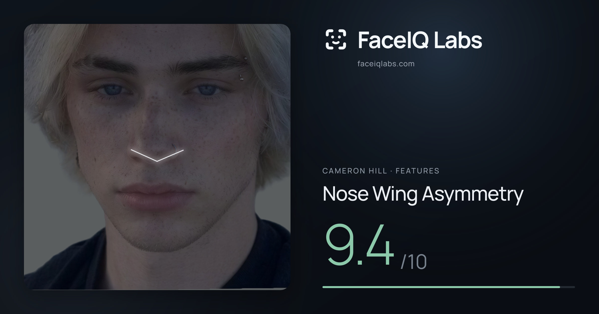 Cameron Hill Nose Wing Asymmetry: 9.4/10, drawn on the photo