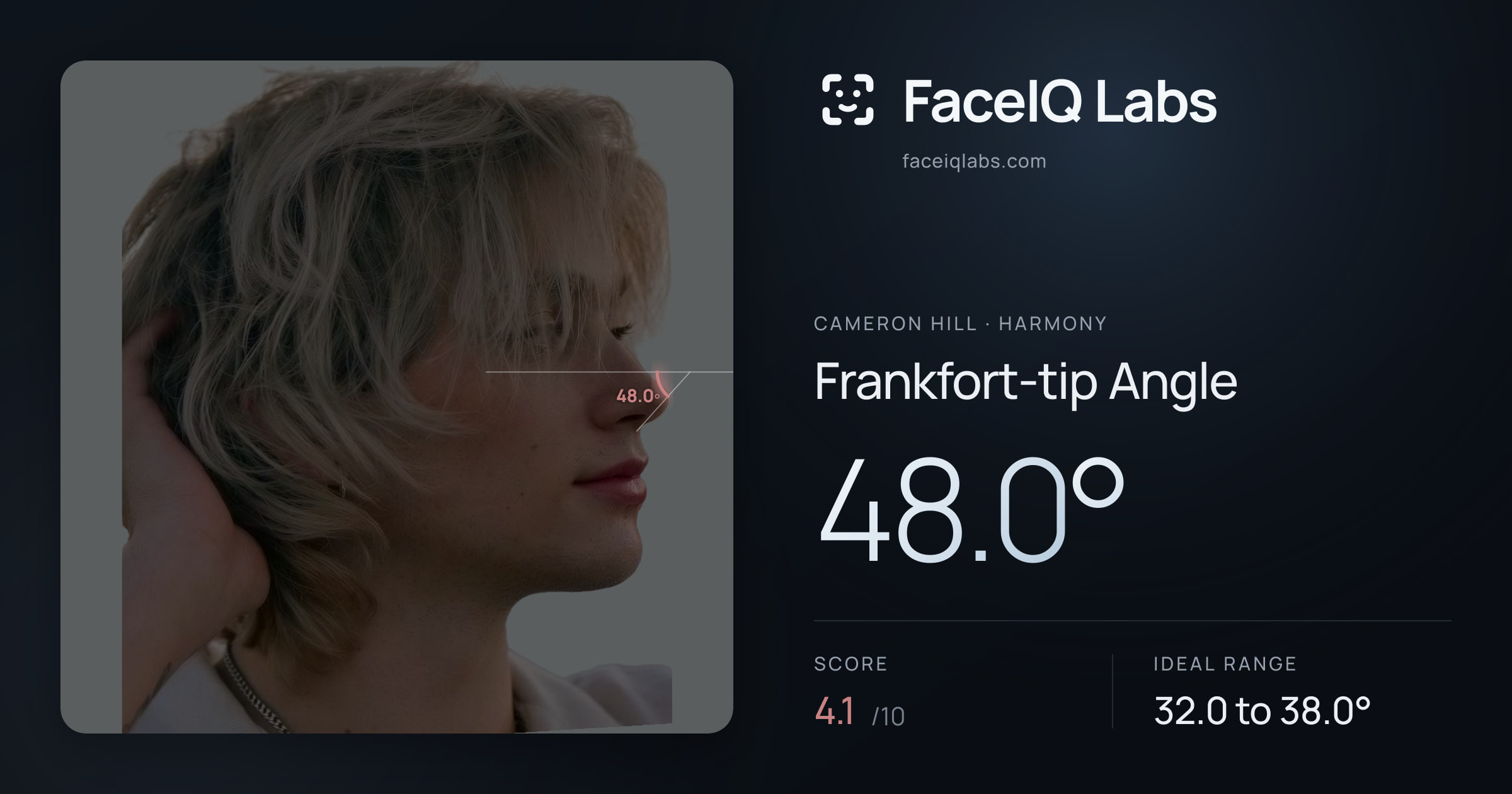 Cameron Hill Frankfort-tip Angle: 48.0°, drawn on the photo