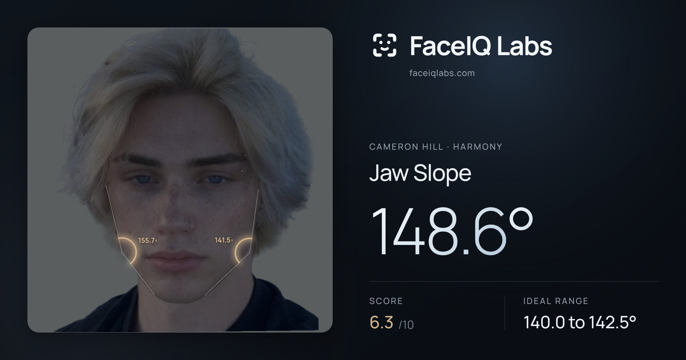 Cameron Hill Jaw Slope: 148.6°, drawn on the photo