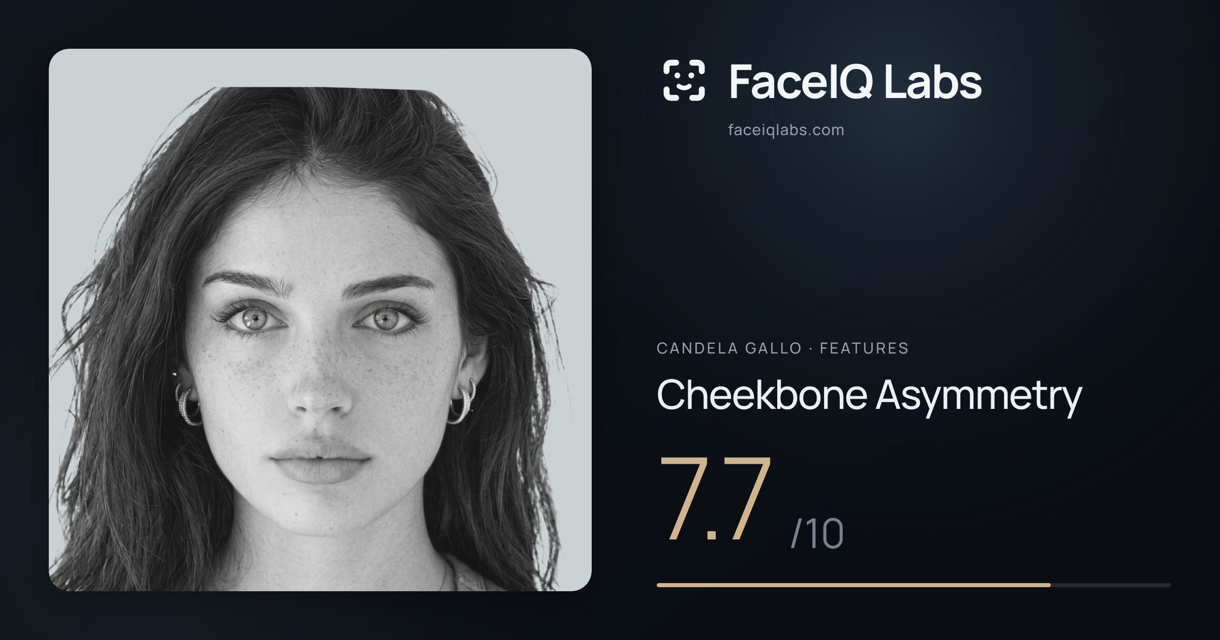 Candela Gallo Cheekbone Asymmetry: 7.7/10, drawn on the photo