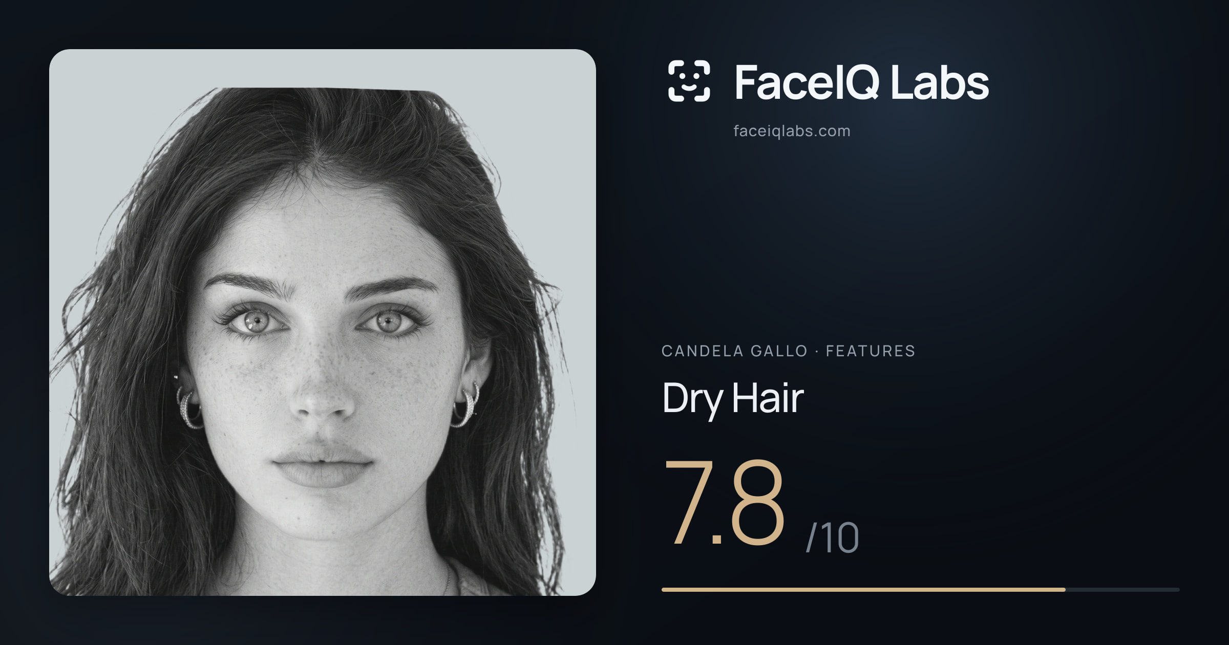 Candela Gallo Dry Hair: 7.8/10, drawn on the photo