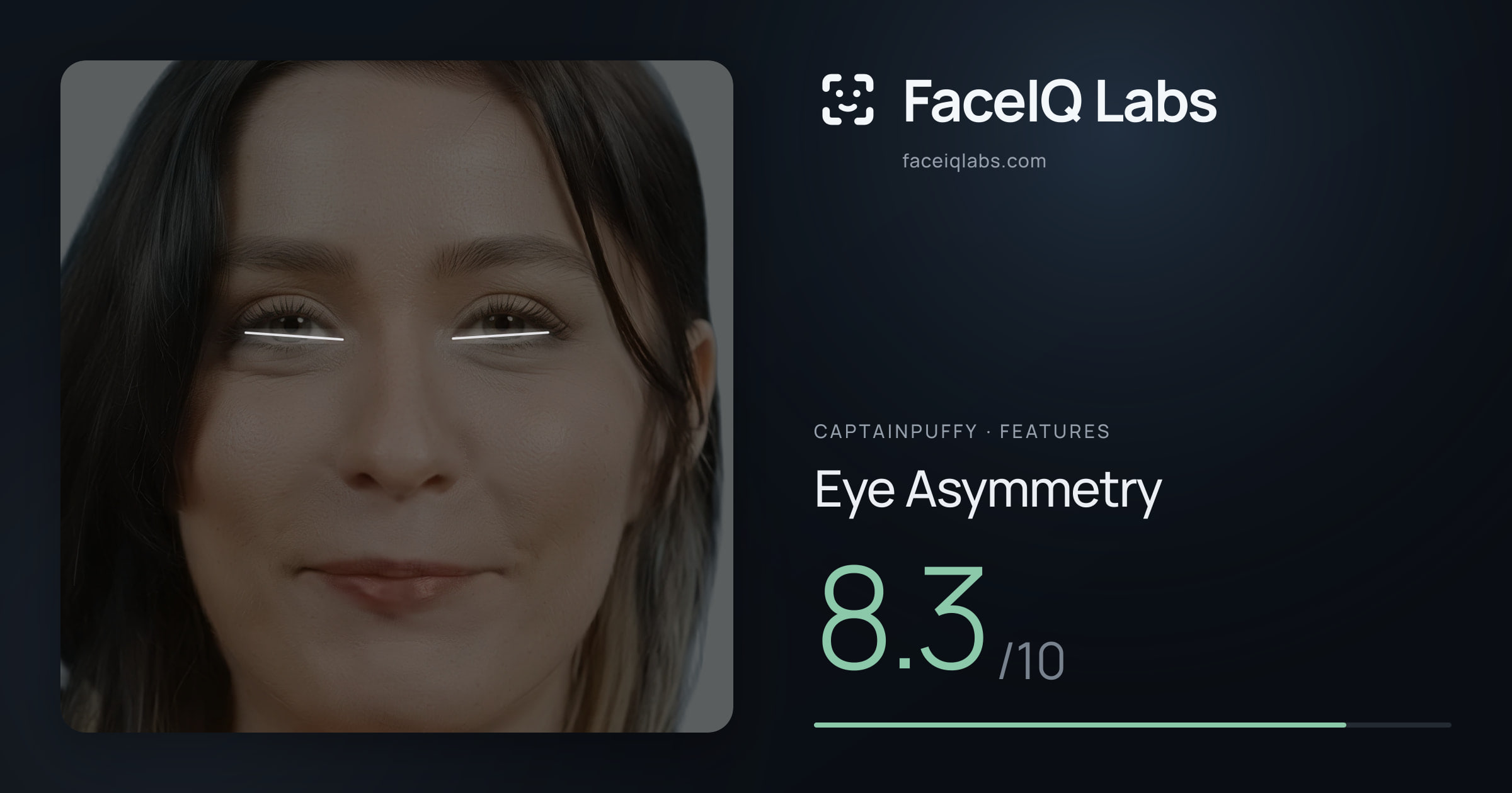CaptainPuffy Eye Asymmetry: 8.3/10, drawn on the photo