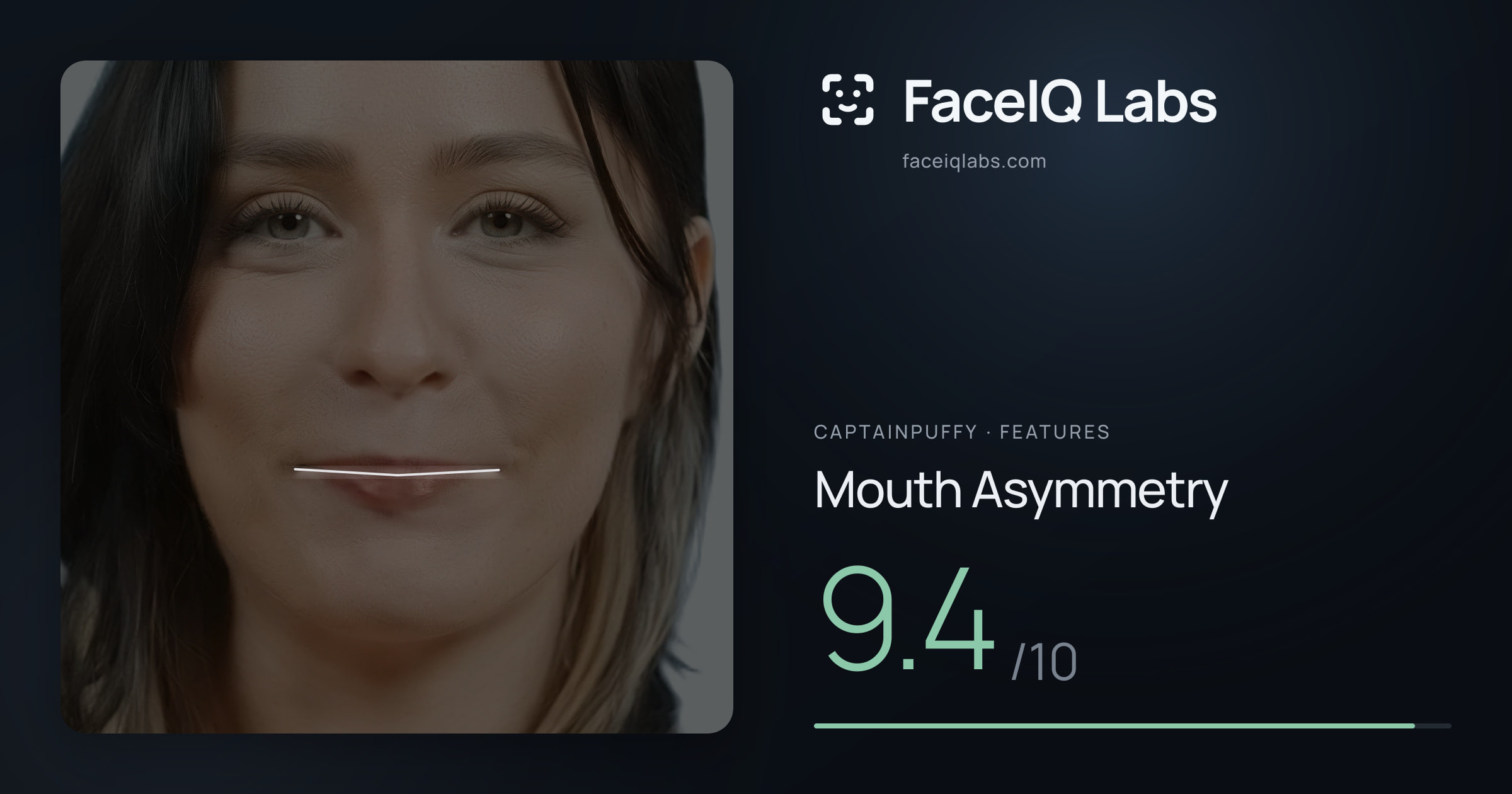 CaptainPuffy Mouth Asymmetry: 9.4/10, drawn on the photo