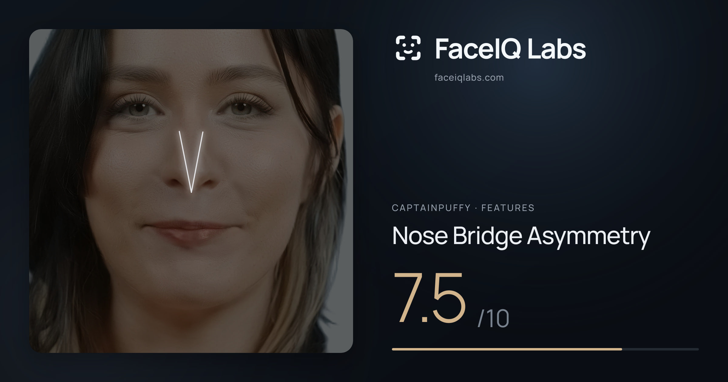 CaptainPuffy Nose Bridge Asymmetry: 7.5/10, drawn on the photo