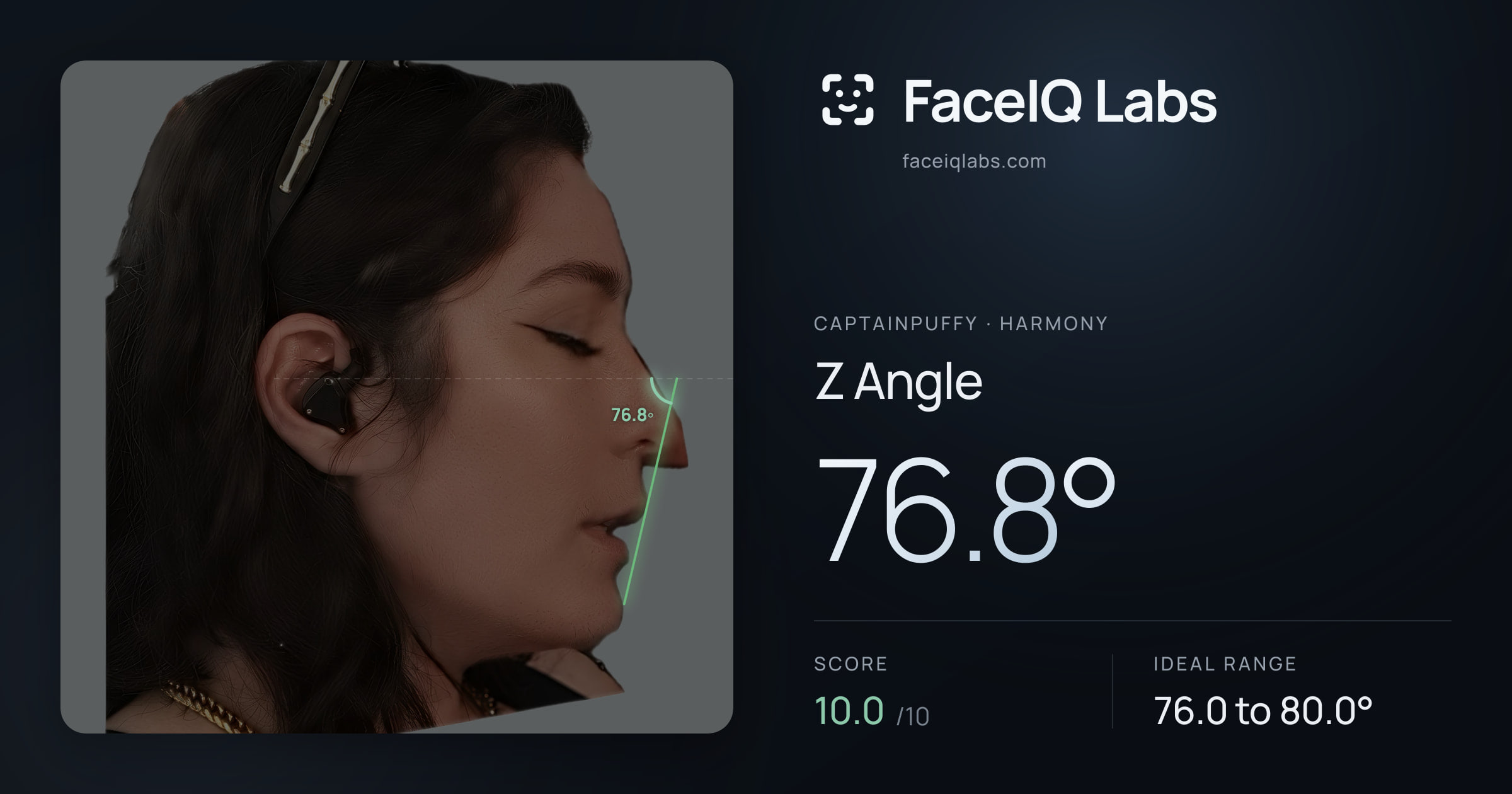 CaptainPuffy Z Angle: 76.8°, drawn on the photo