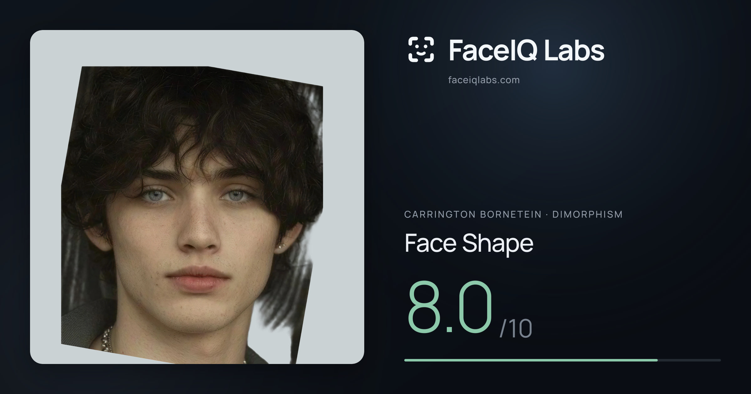 Carrington Bornetein Face Shape: 8.0/10, drawn on the photo
