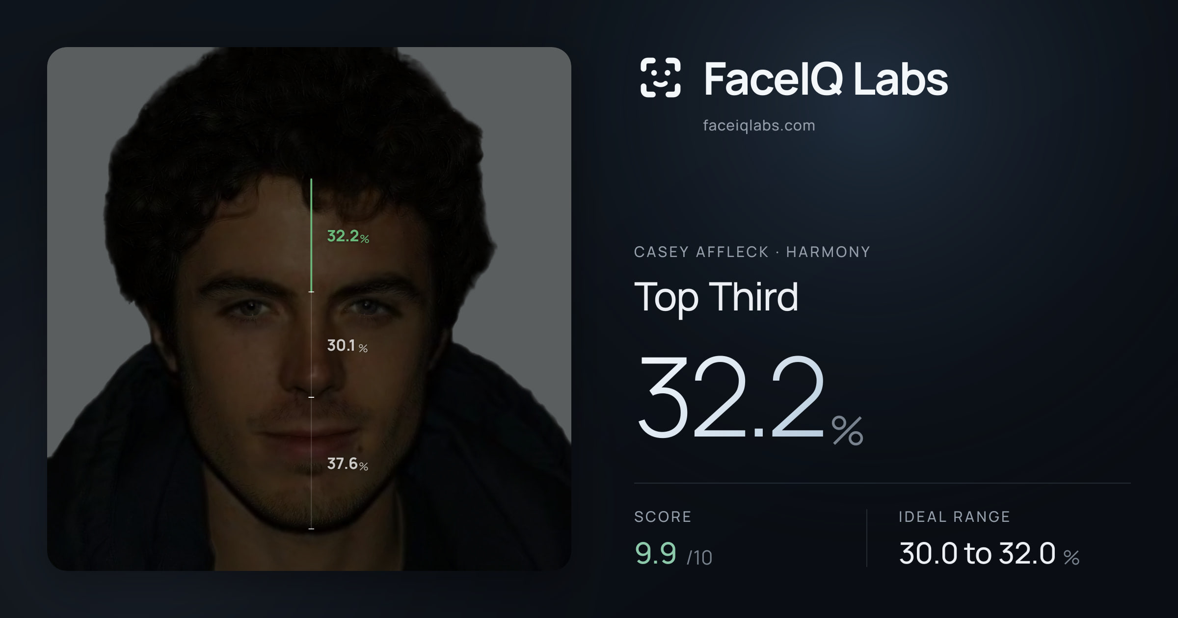 Casey Affleck Top Third: 32.2%, drawn on the photo