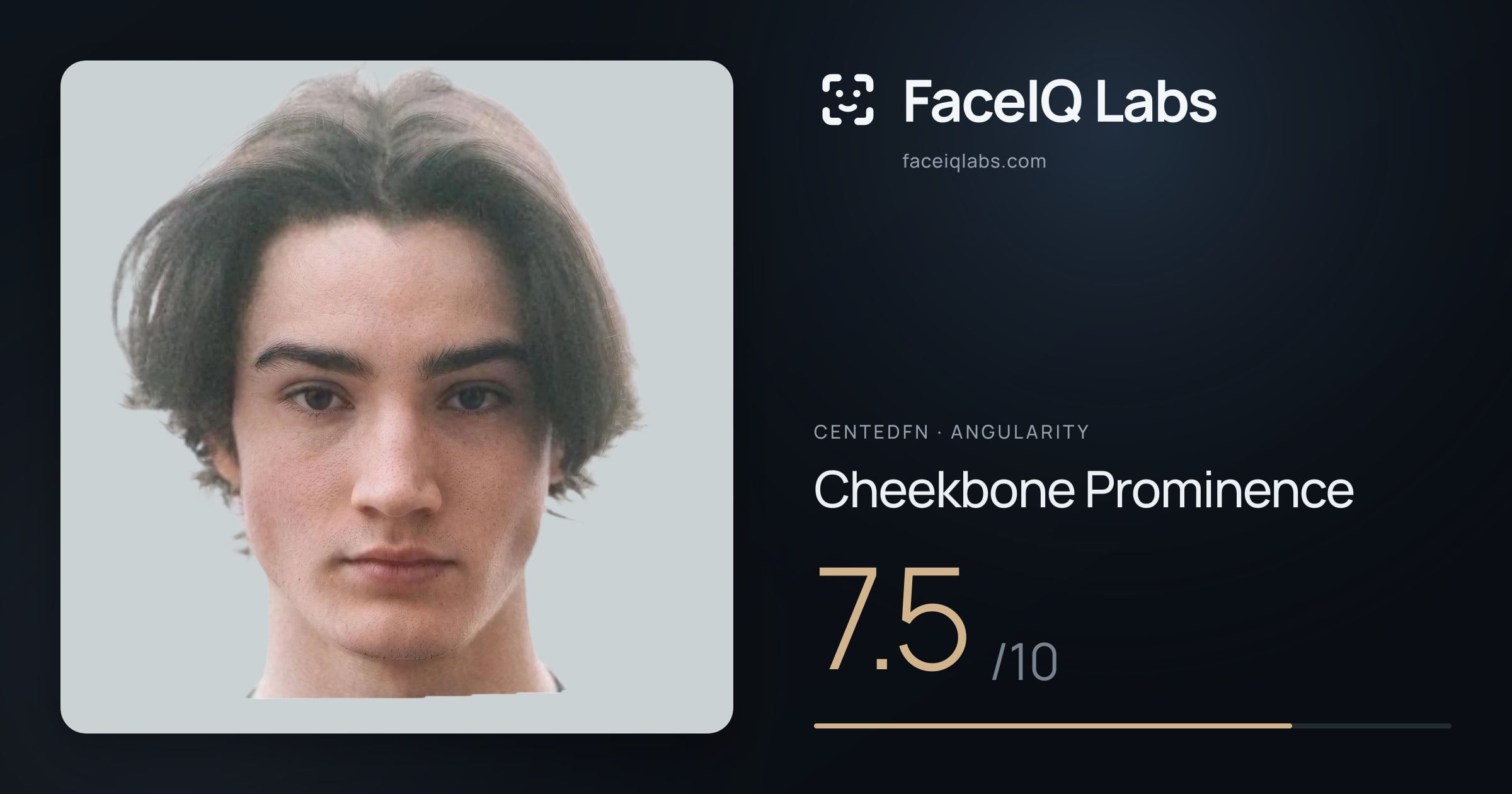 CentedFN Cheekbone Prominence: 7.5/10, drawn on the photo