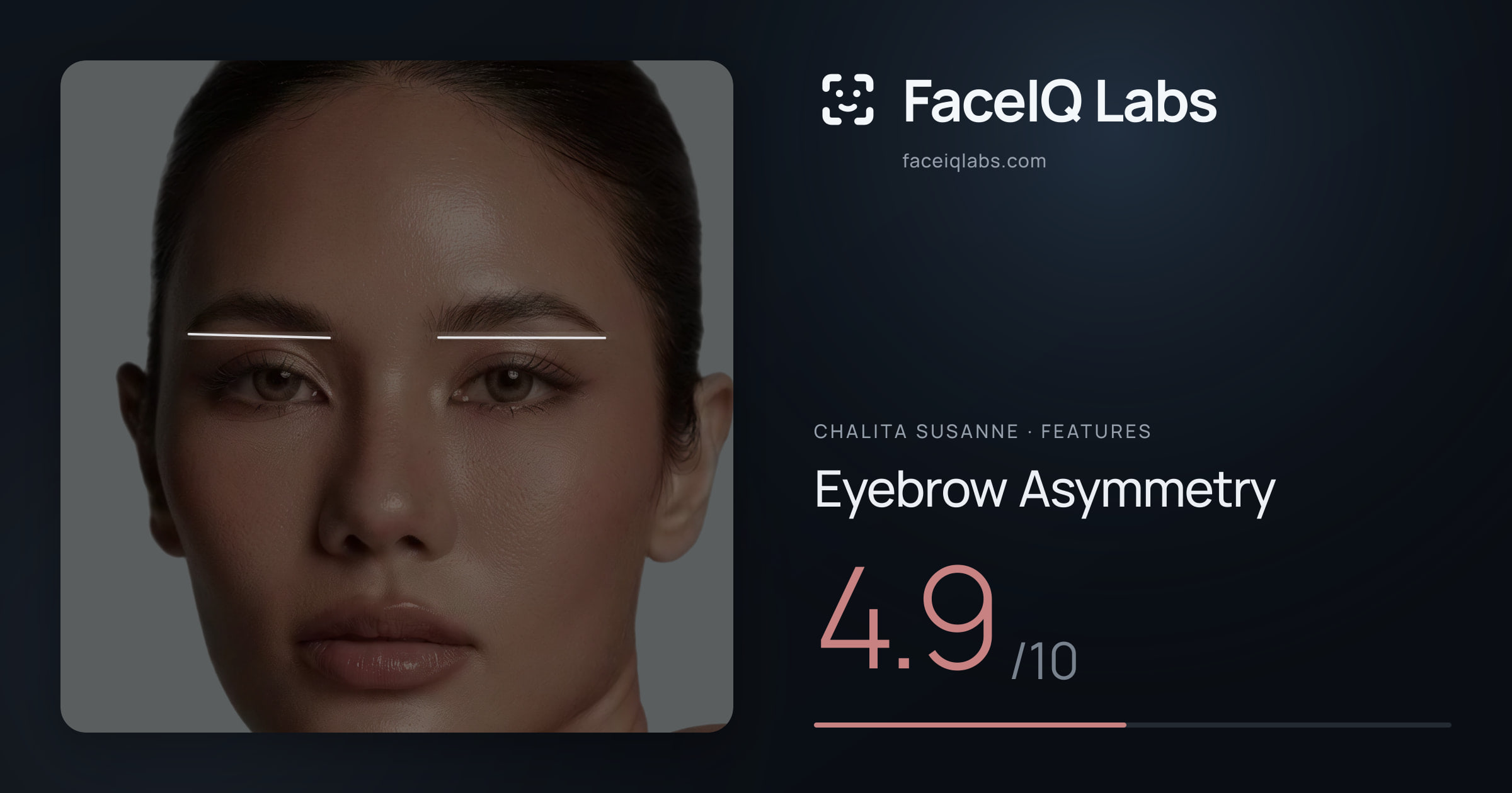 Chalita Susanne Eyebrow Asymmetry: 4.9/10, drawn on the photo