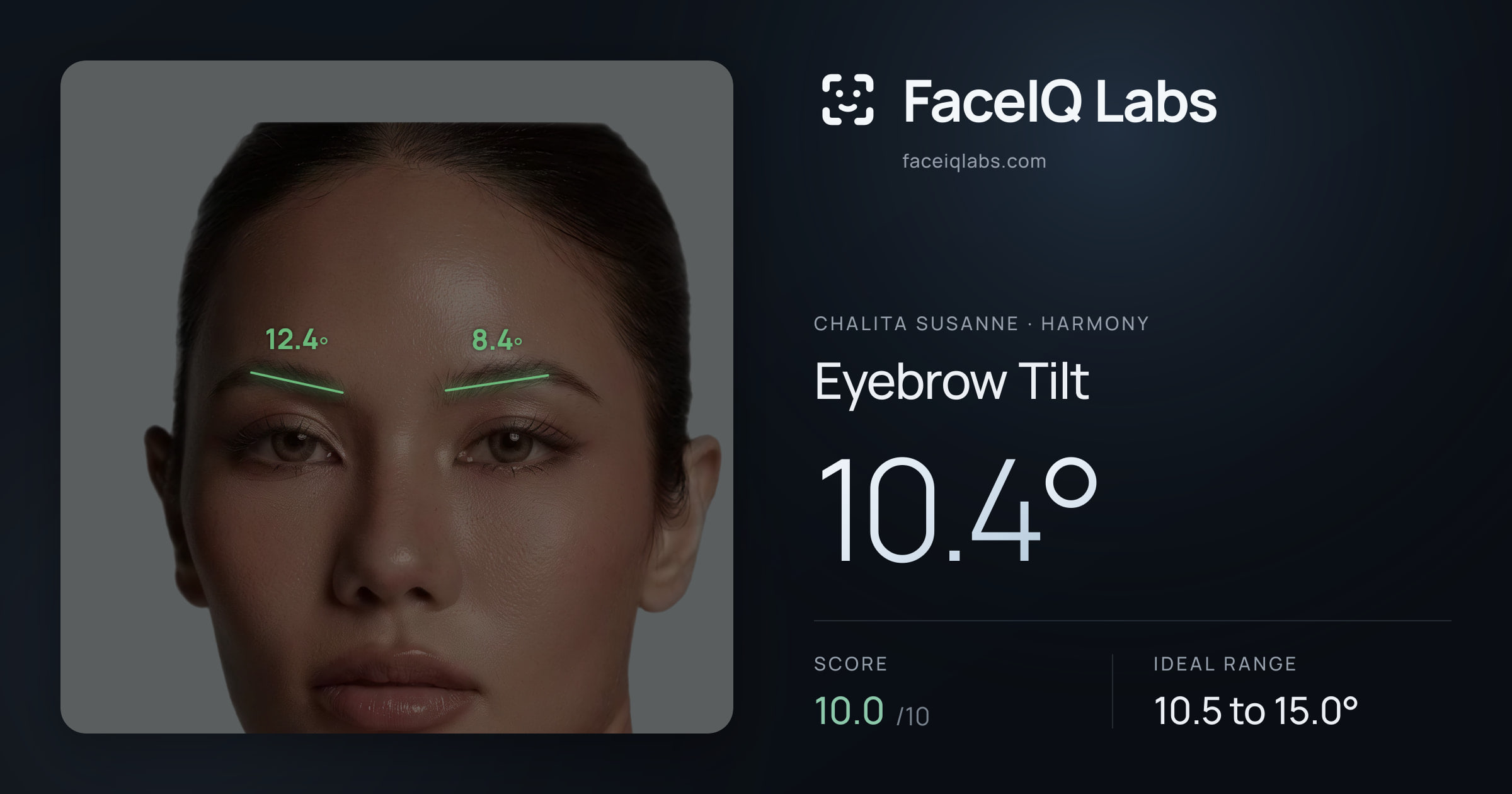 Chalita Susanne Eyebrow Tilt: 10.4°, drawn on the photo