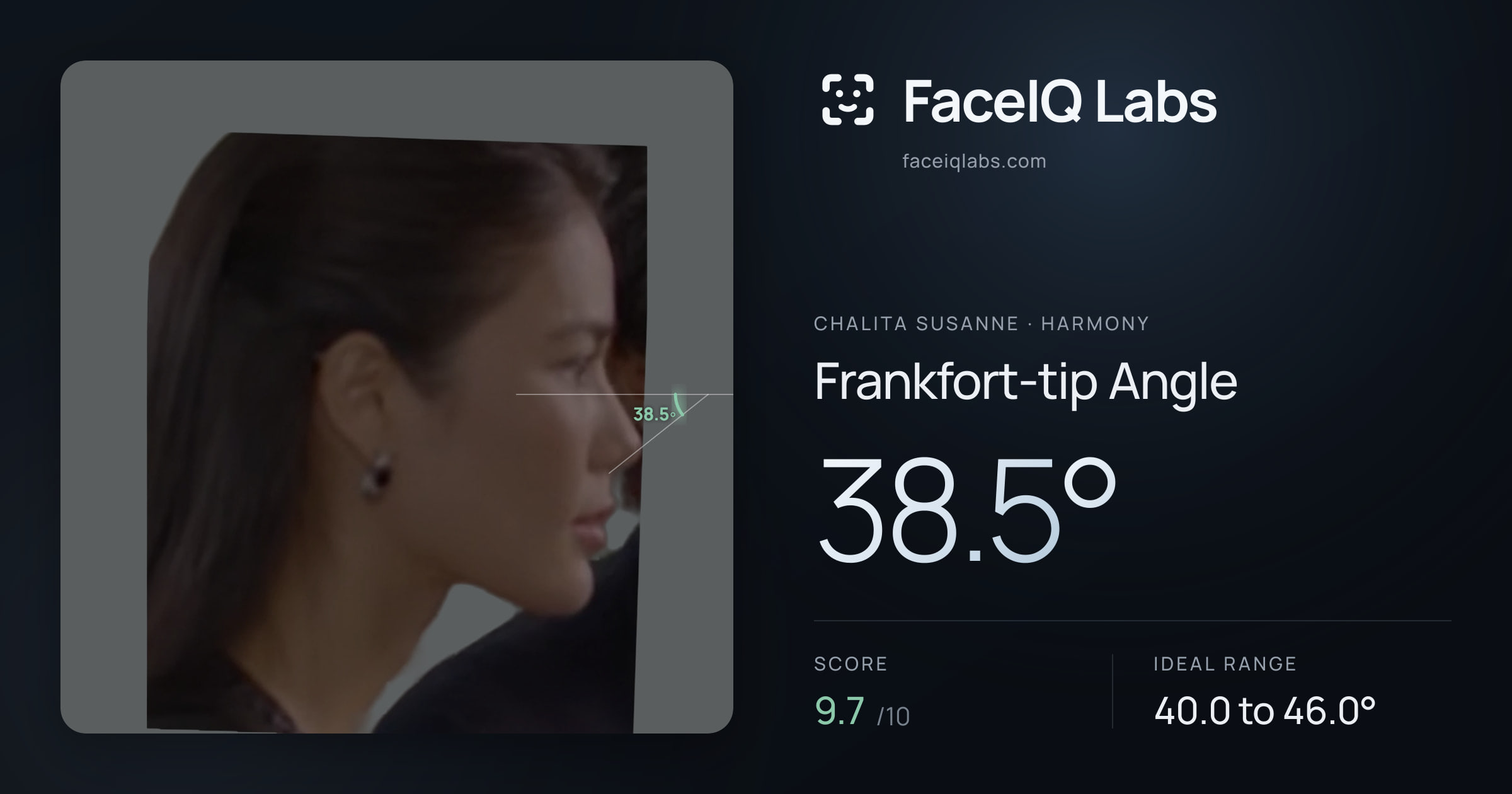 Chalita Susanne Frankfort-tip Angle: 38.5°, drawn on the photo