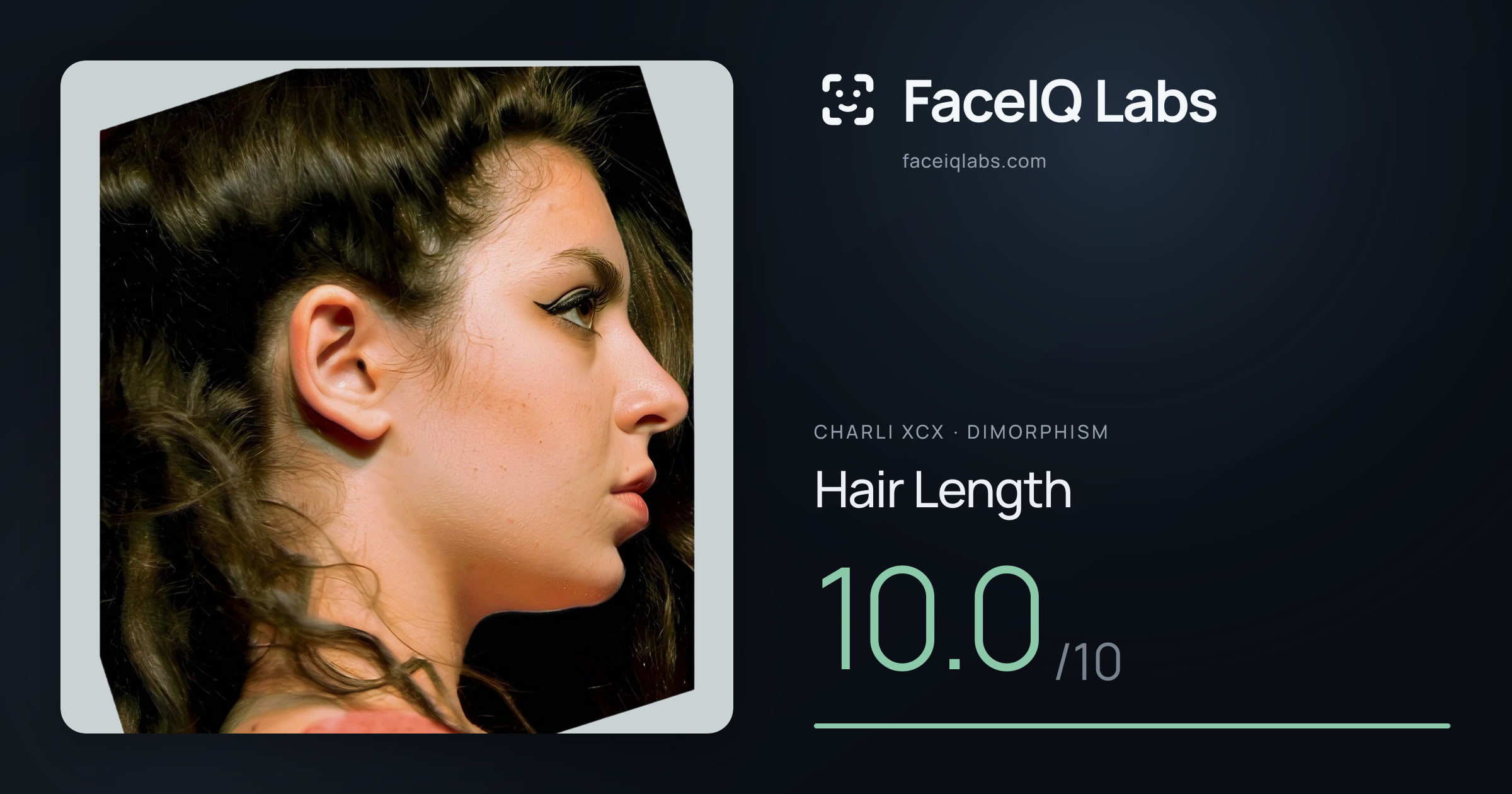 Charli XCX Hair Length: 10.0/10, drawn on the photo