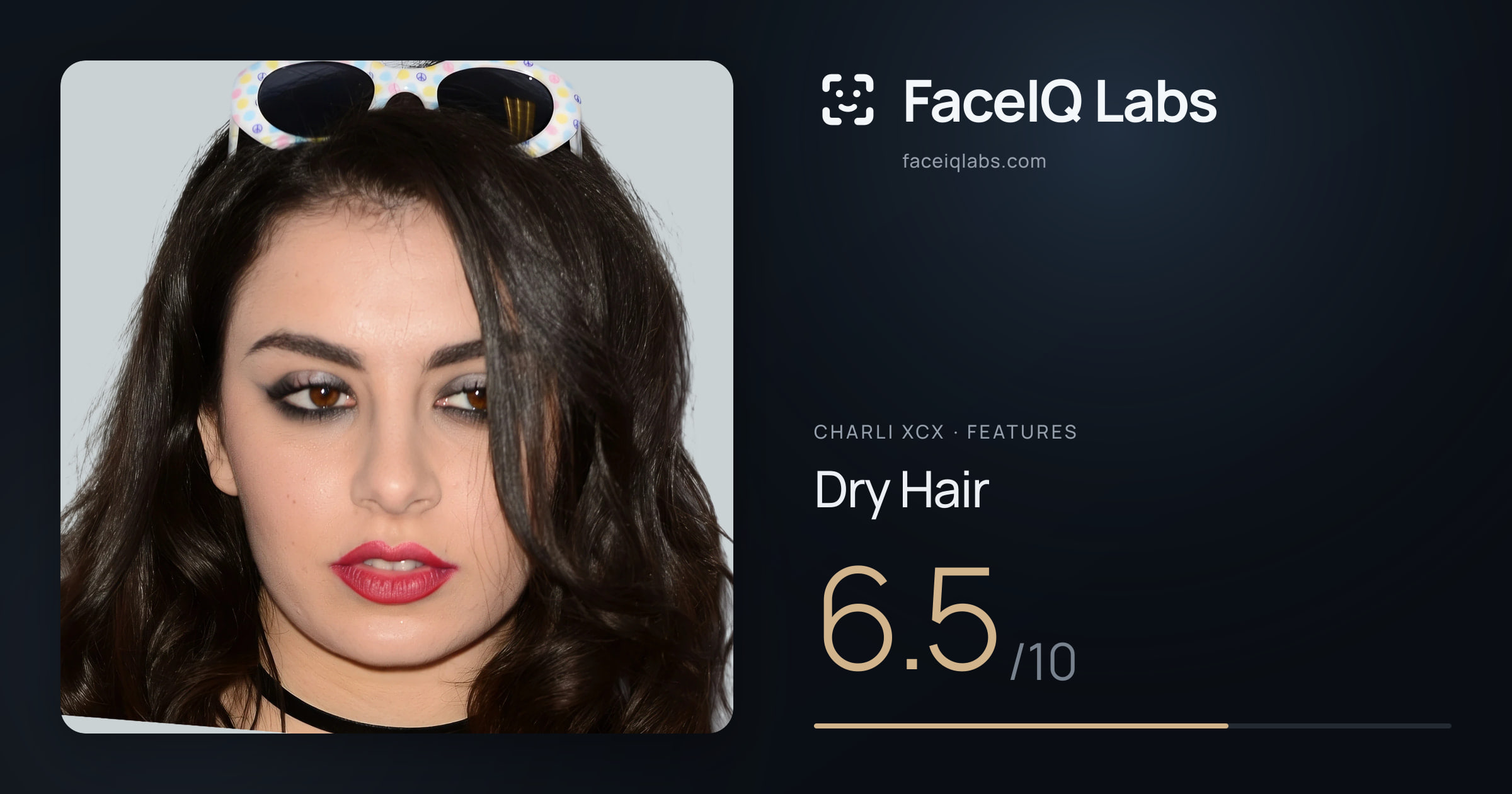 Charli XCX Dry Hair: 6.5/10, drawn on the photo
