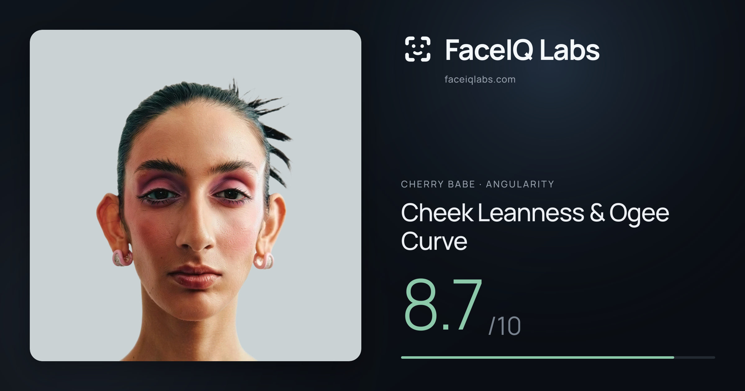 Cherry Babe Cheek Leanness & Ogee Curve: 8.7/10, drawn on the photo