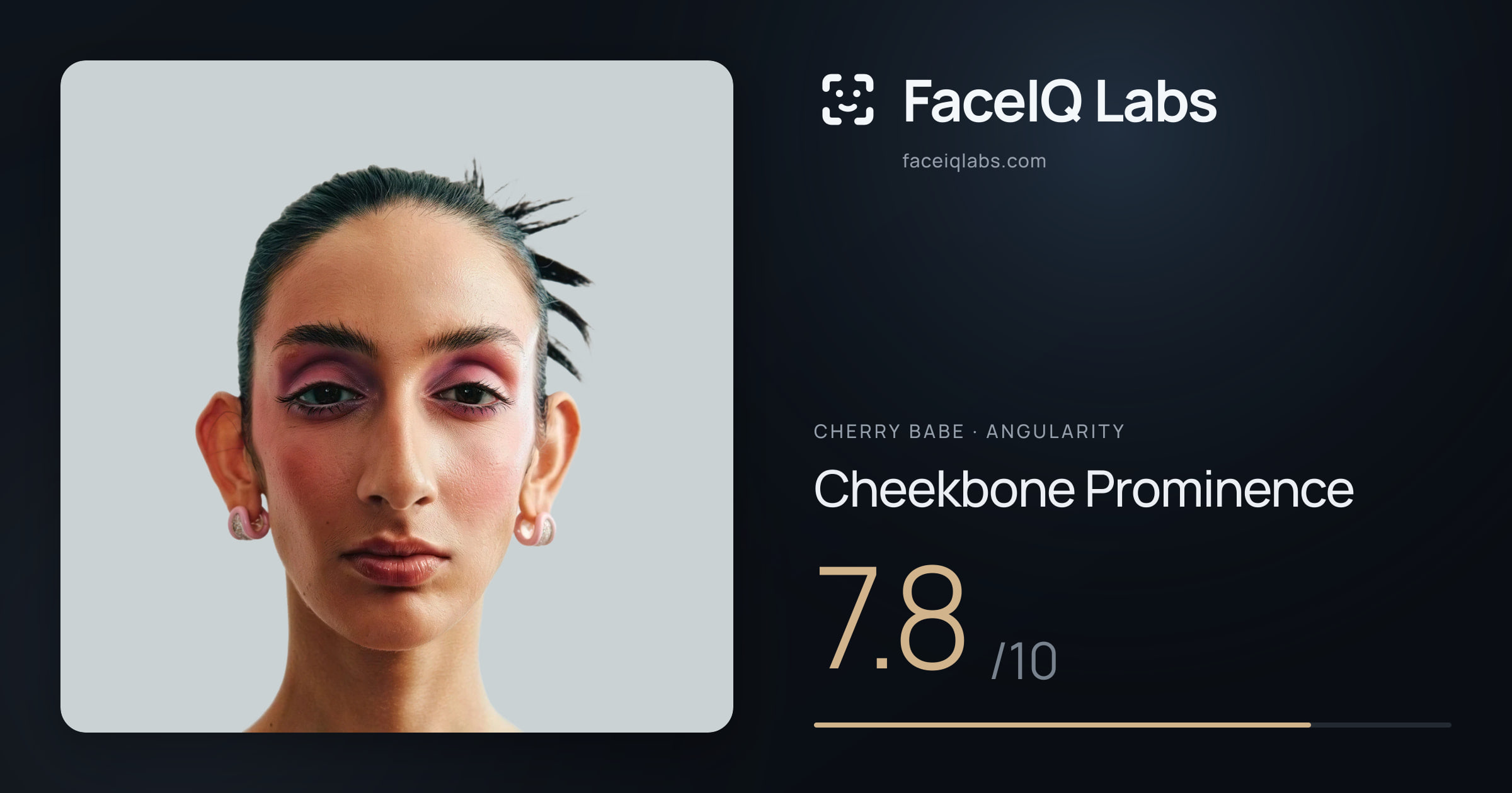 Cherry Babe Cheekbone Prominence: 7.8/10, drawn on the photo