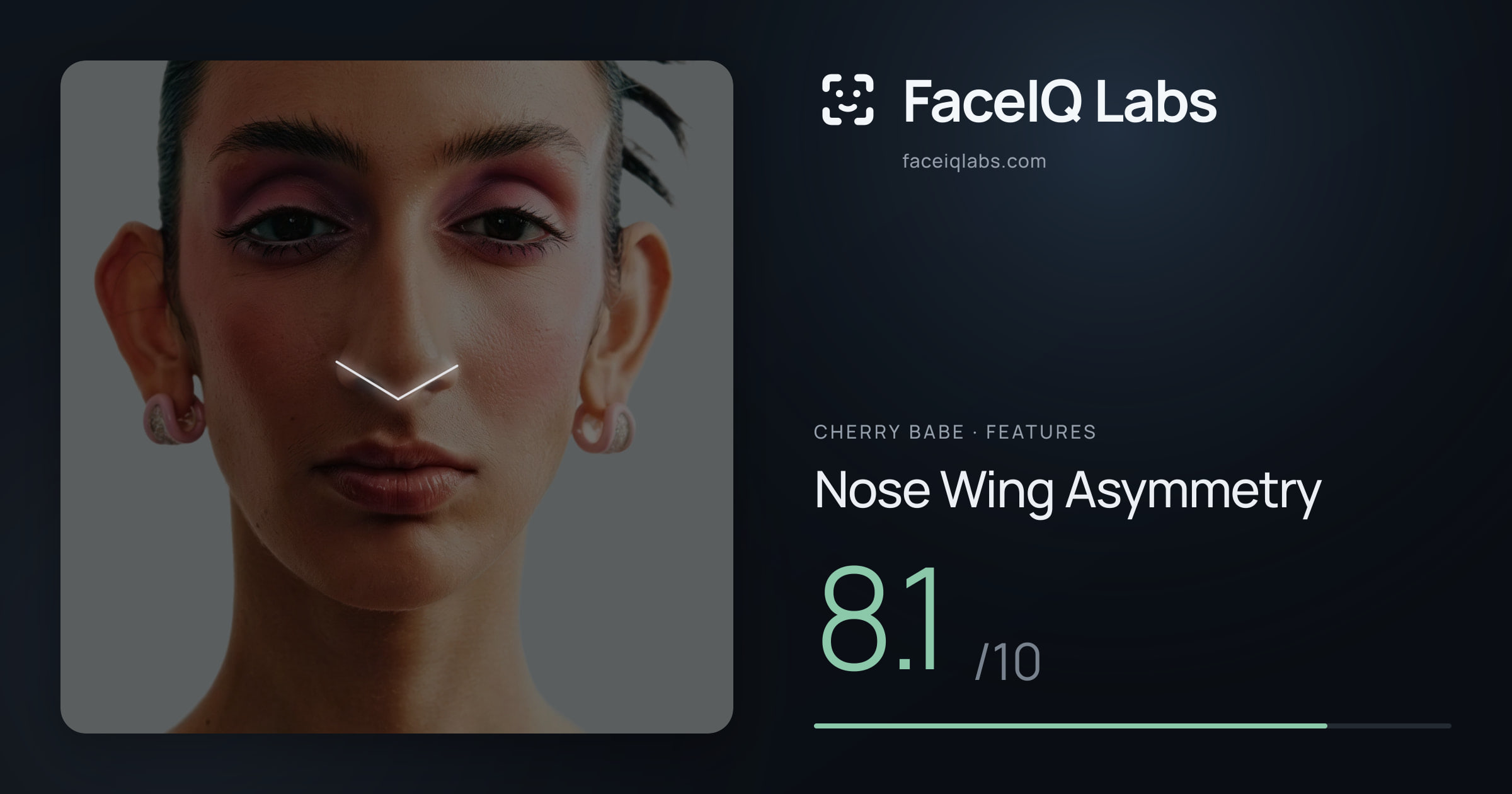 Cherry Babe Nose Wing Asymmetry: 8.1/10, drawn on the photo