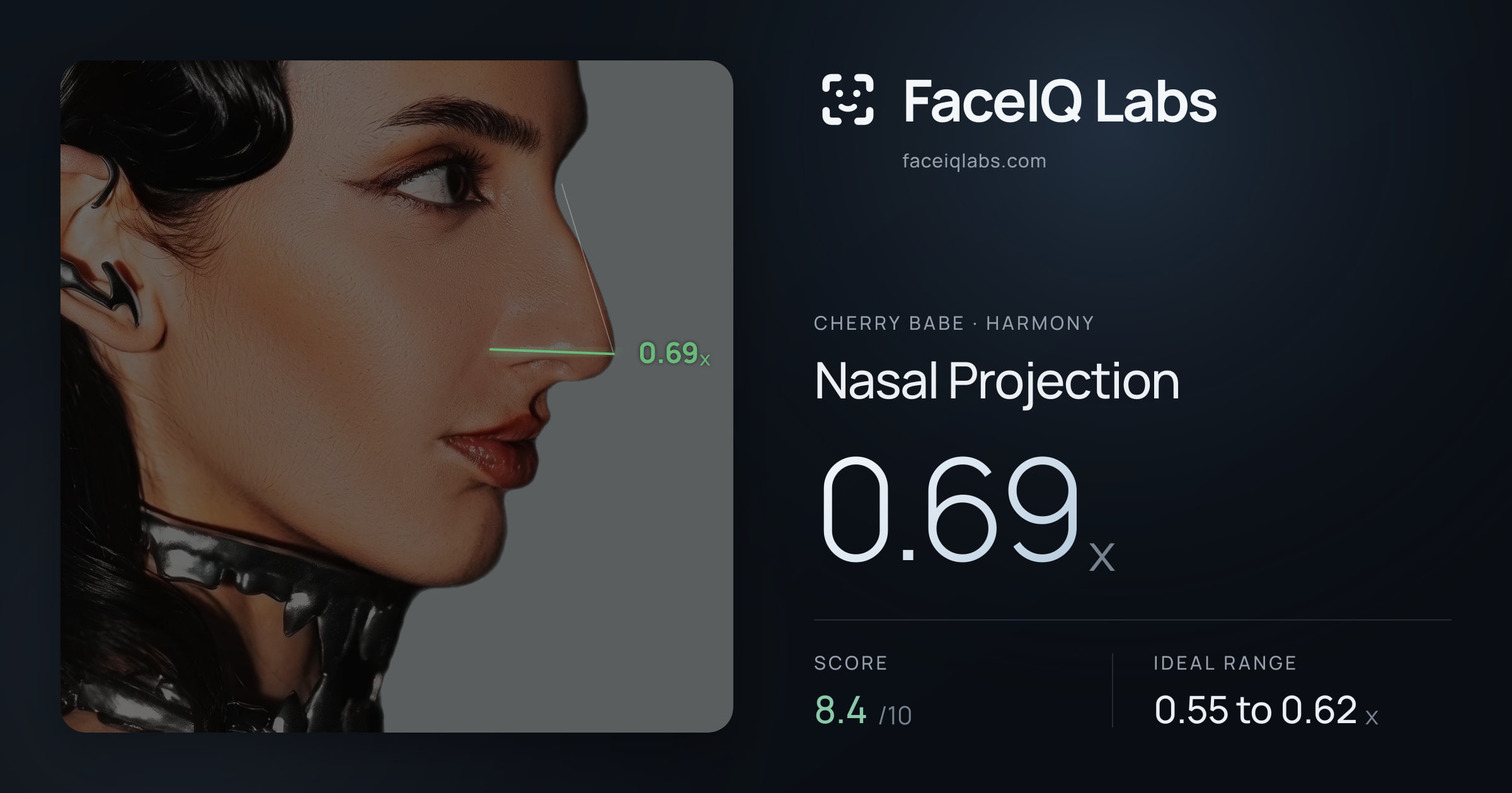 Cherry Babe Nasal Projection: 0.69x, drawn on the photo