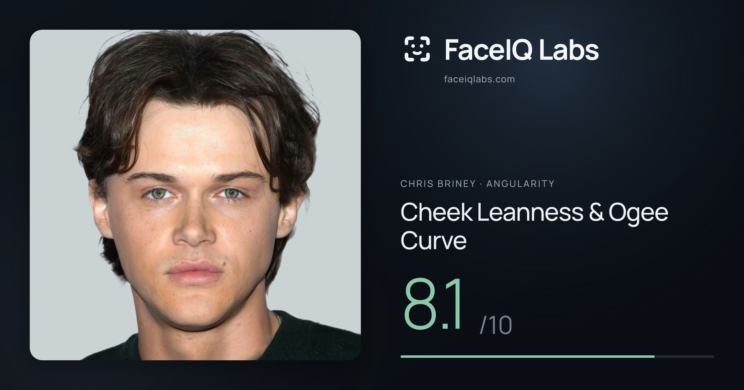 Chris Briney Cheek Leanness & Ogee Curve: 8.1/10, drawn on the photo