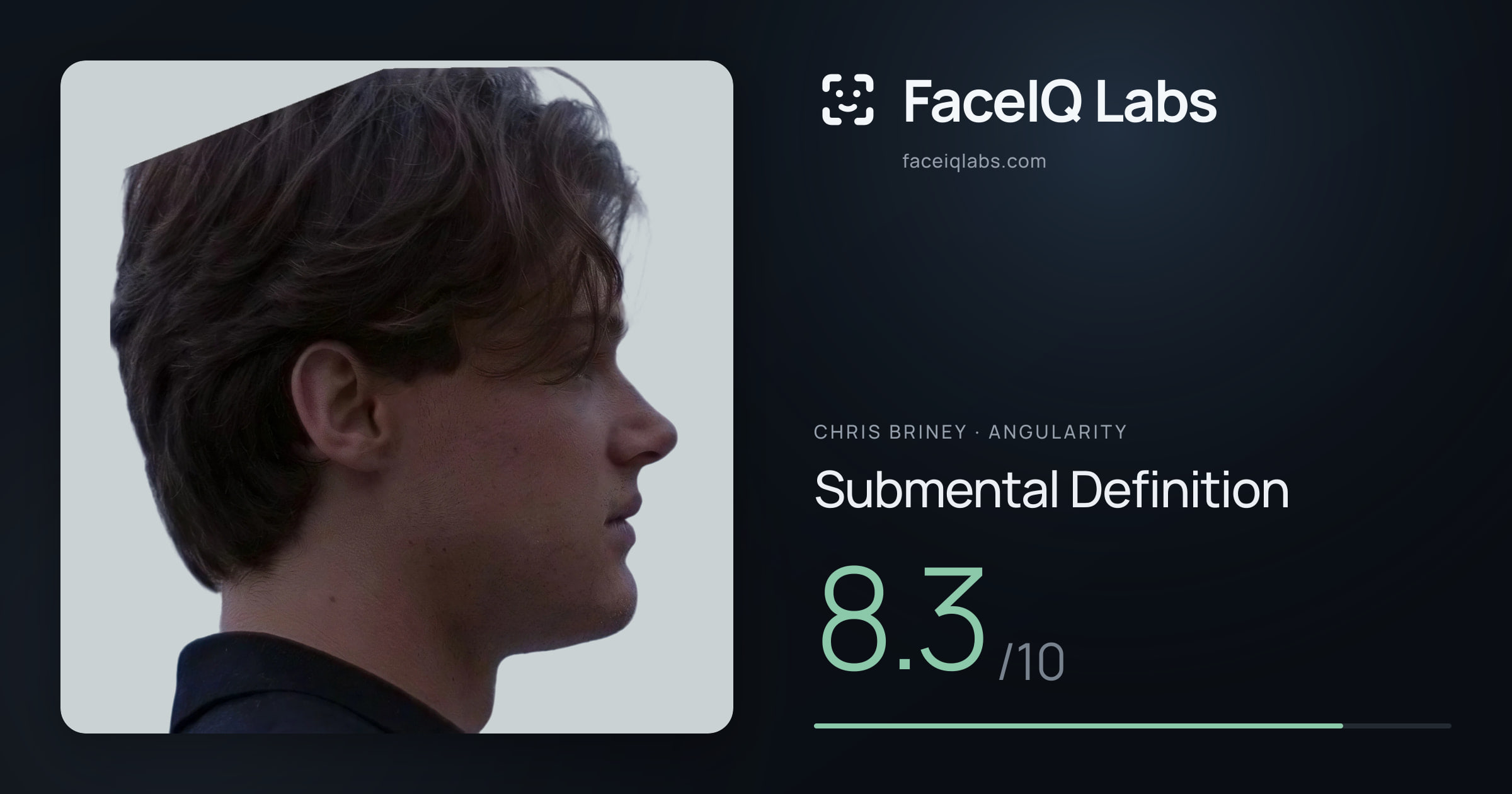 Chris Briney Submental Definition: 8.3/10, drawn on the photo