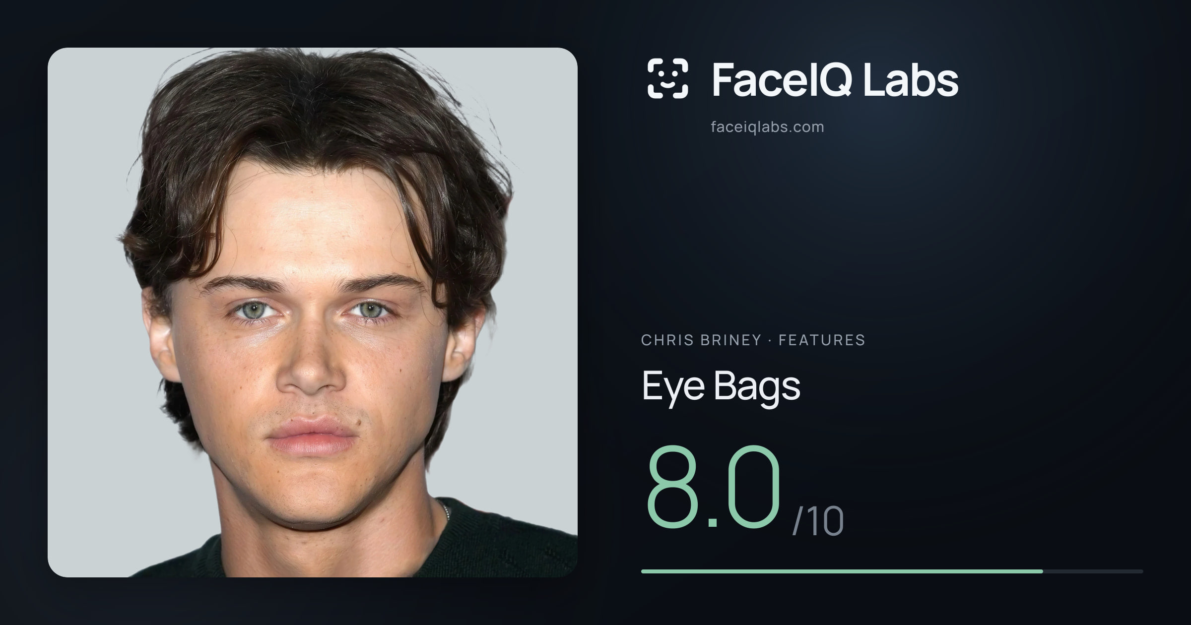 Chris Briney Eye Bags: 8.0/10, drawn on the photo