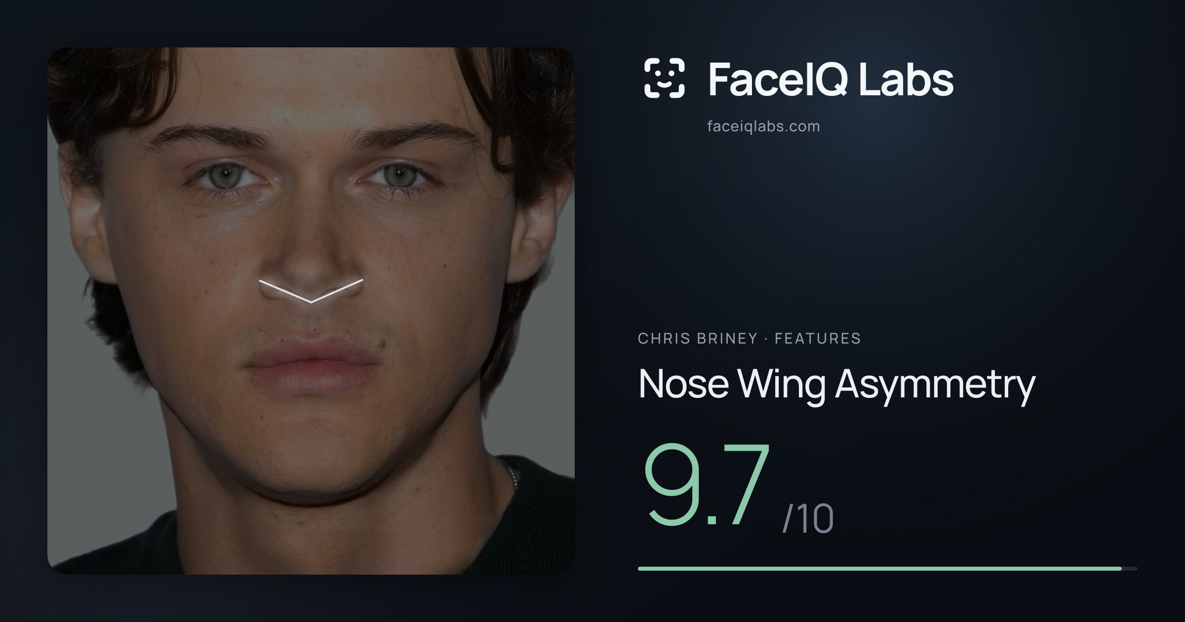 Chris Briney Nose Wing Asymmetry: 9.7/10, drawn on the photo