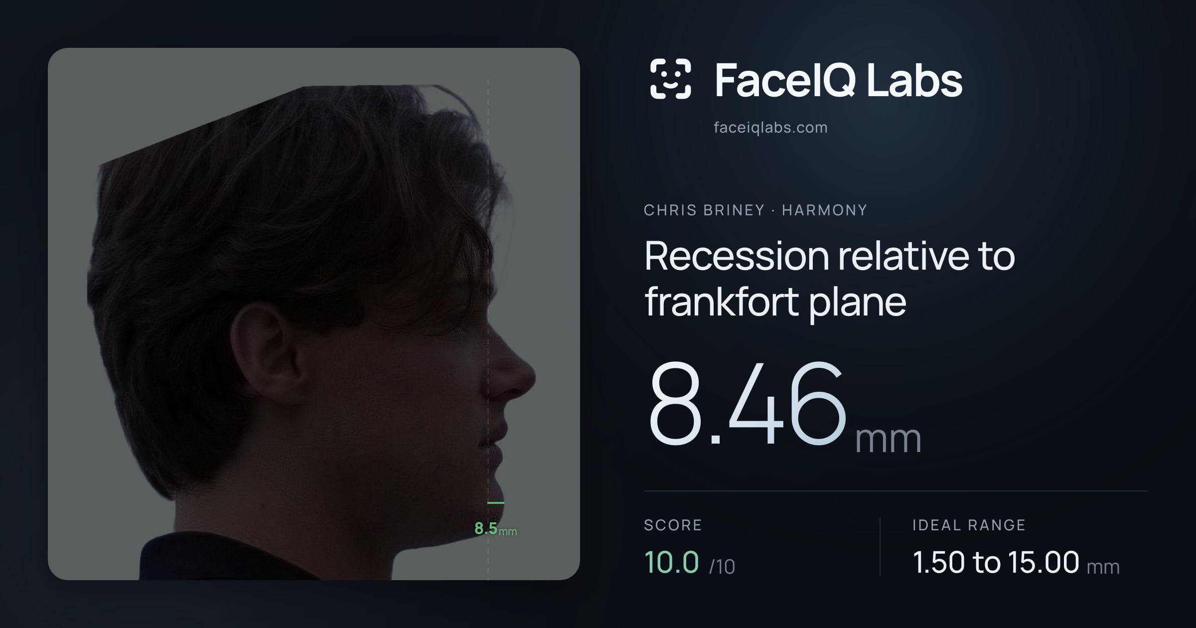 Chris Briney Recession relative to frankfort plane: 8.46mm, drawn on the photo