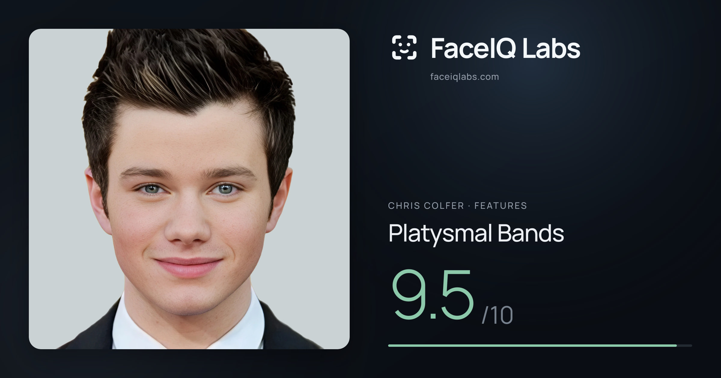 Chris Colfer Platysmal Bands: 9.5/10, drawn on the photo