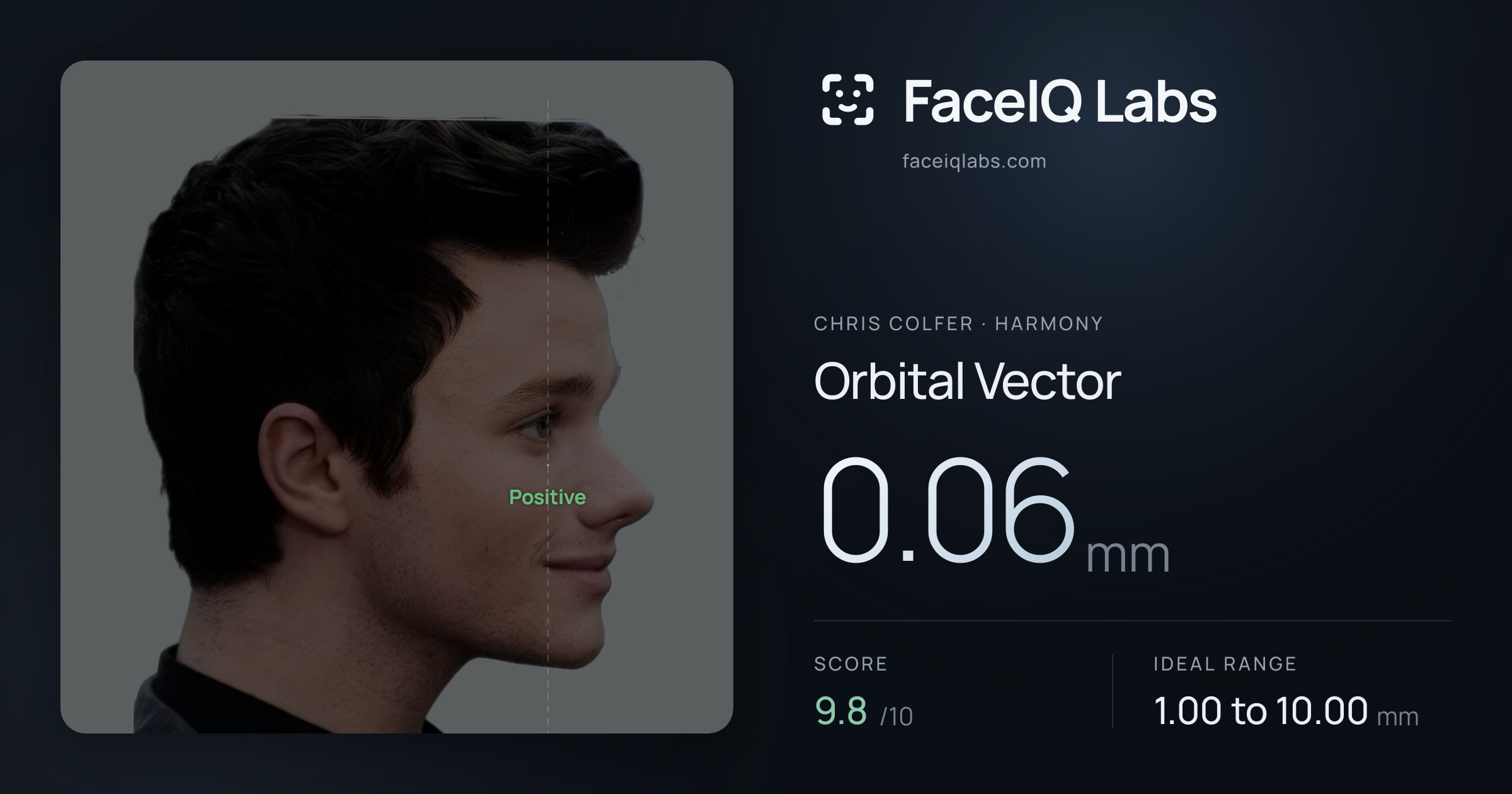 Chris Colfer Orbital Vector: 0.06mm, drawn on the photo
