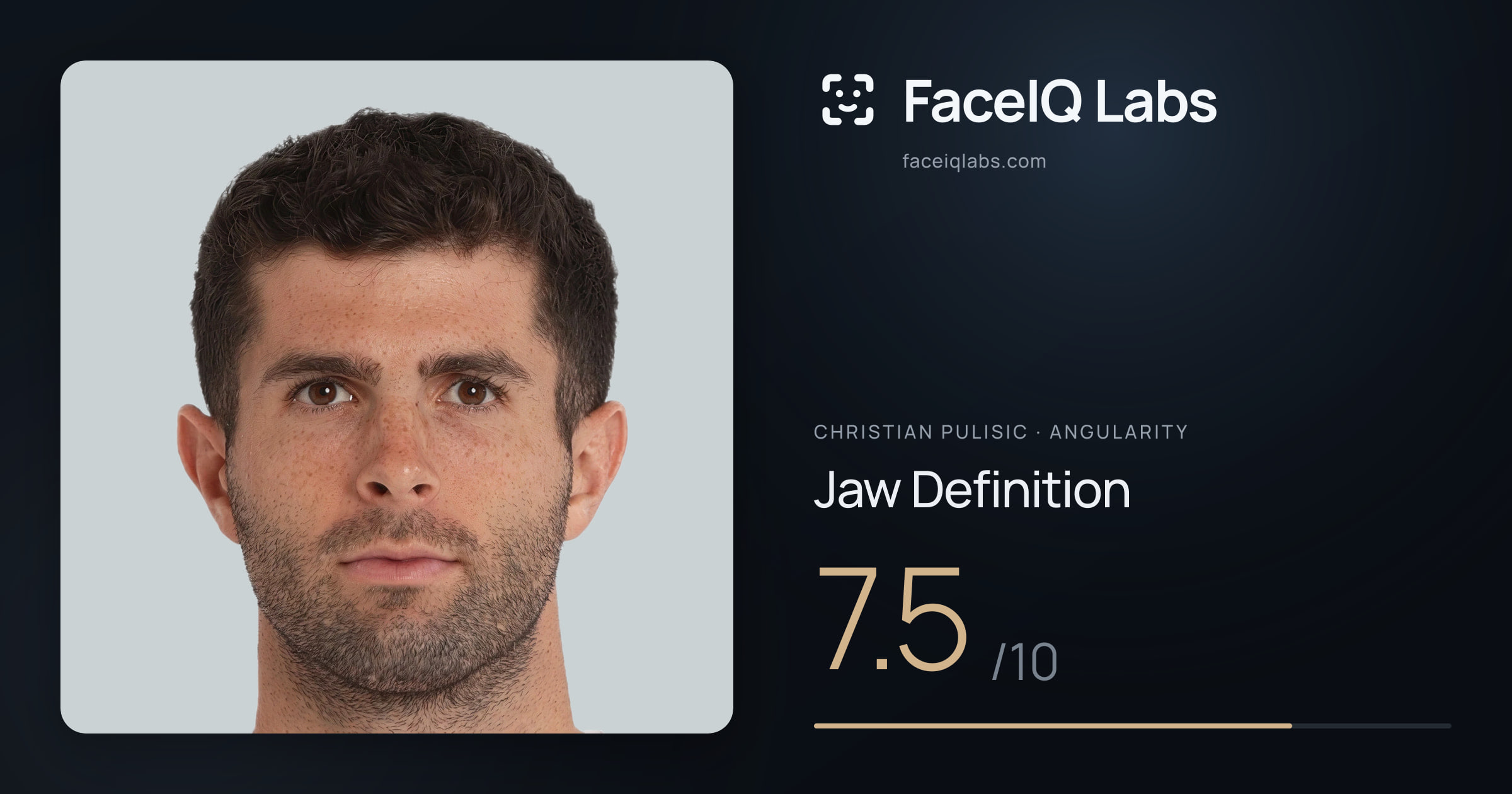 Christian Pulisic Jaw Definition: 7.5/10, drawn on the photo