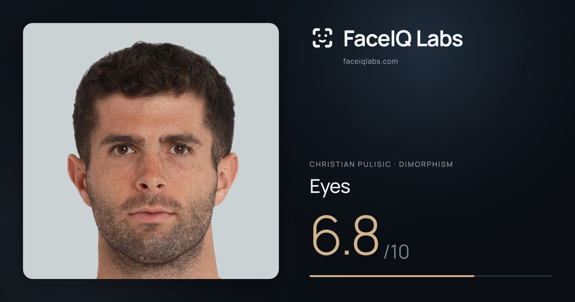Christian Pulisic Eyes: 6.8/10, drawn on the photo