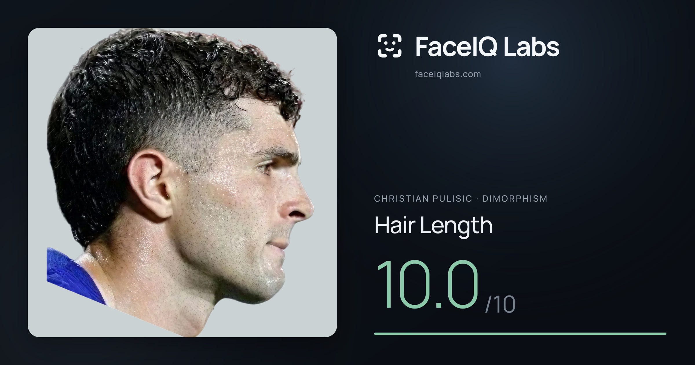 Christian Pulisic Hair Length: 10.0/10, drawn on the photo