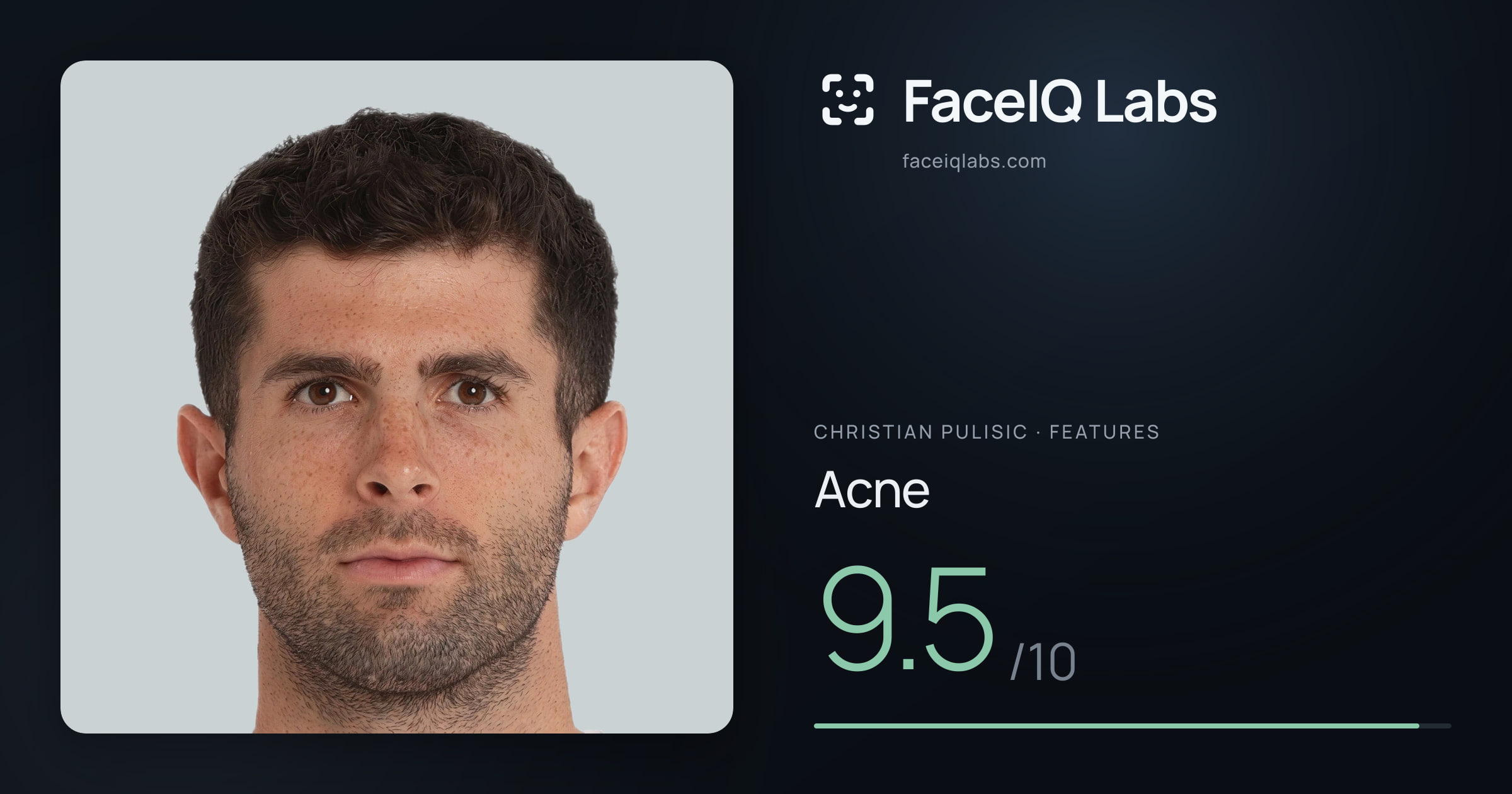 Christian Pulisic Acne: 9.5/10, drawn on the photo