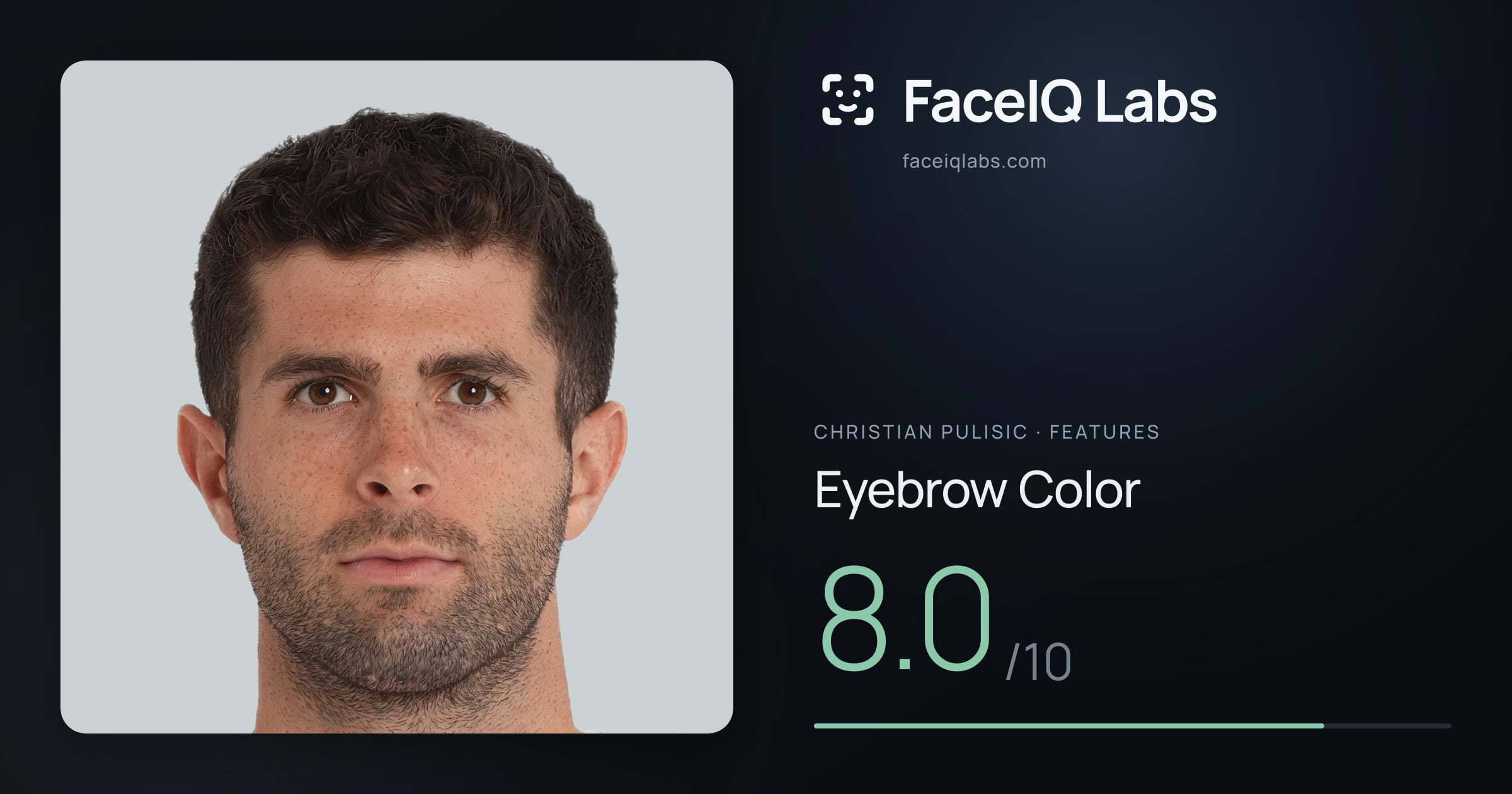 Christian Pulisic Eyebrow Color: 8.0/10, drawn on the photo