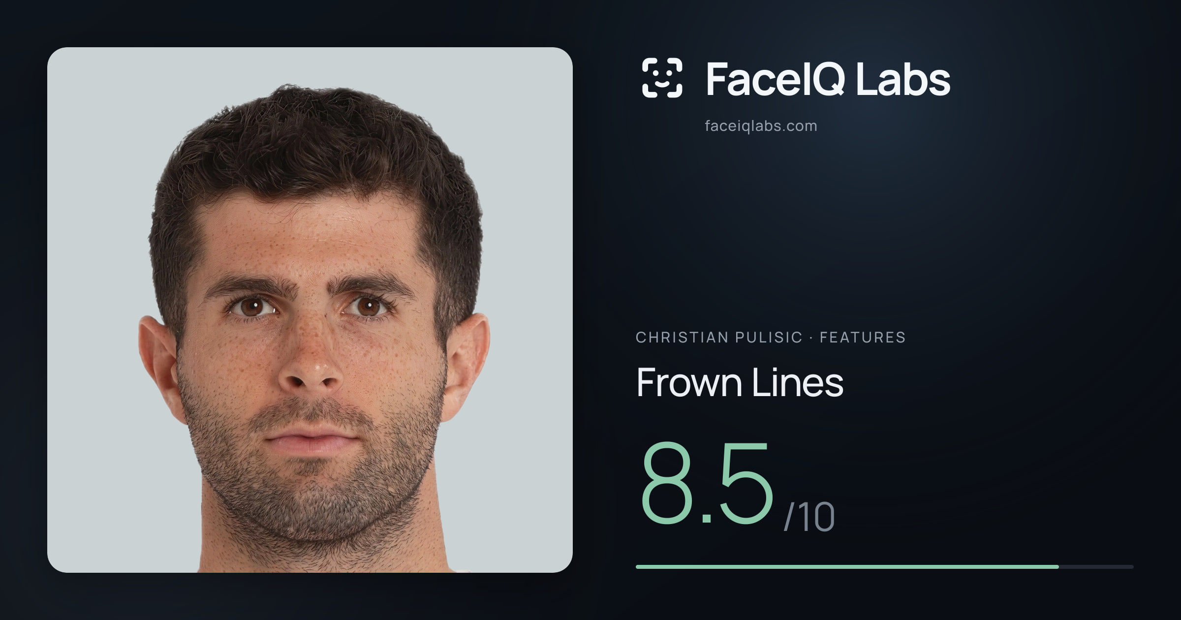 Christian Pulisic Frown Lines: 8.5/10, drawn on the photo