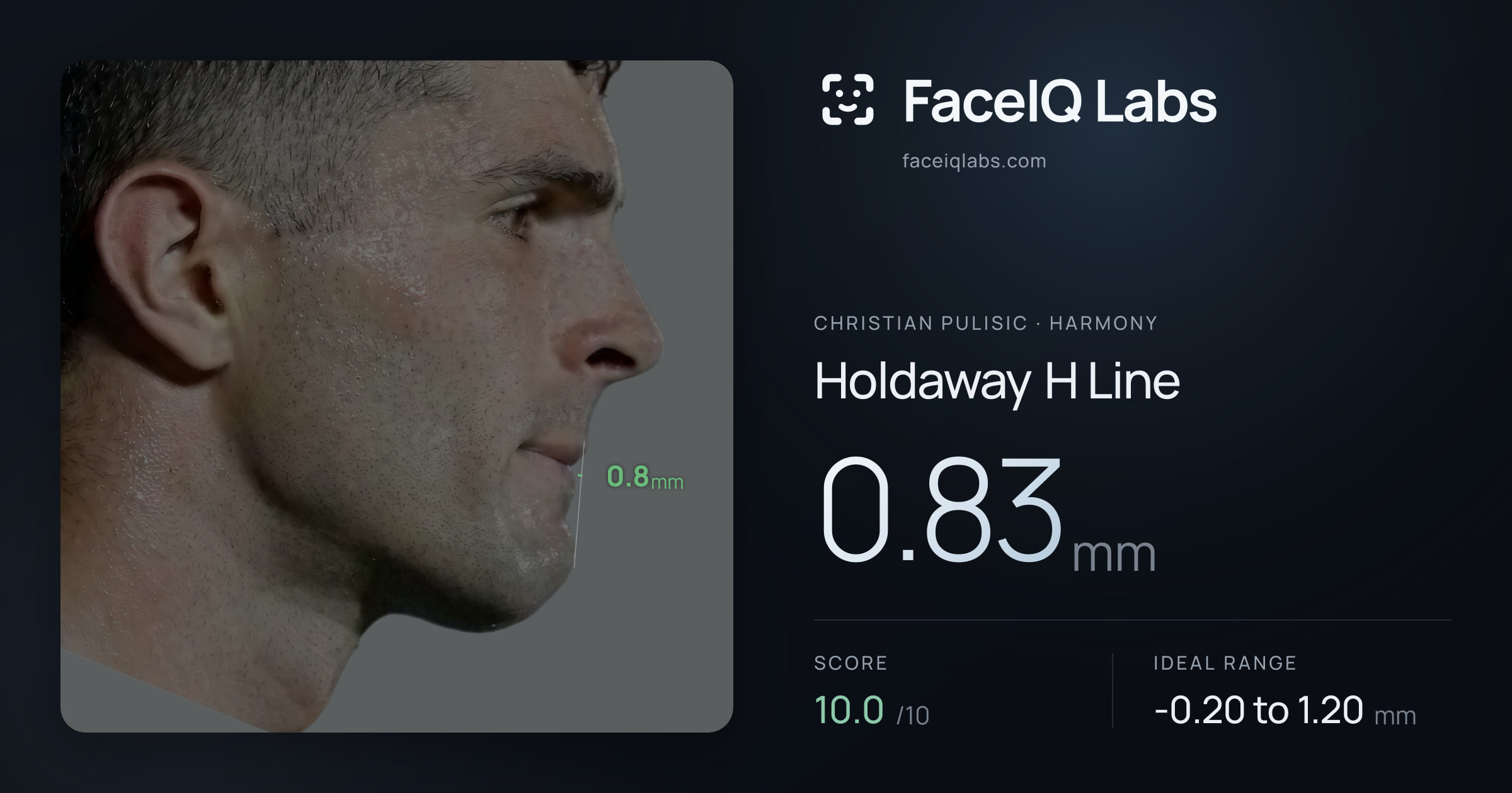 Christian Pulisic Holdaway H Line: 0.83mm, drawn on the photo