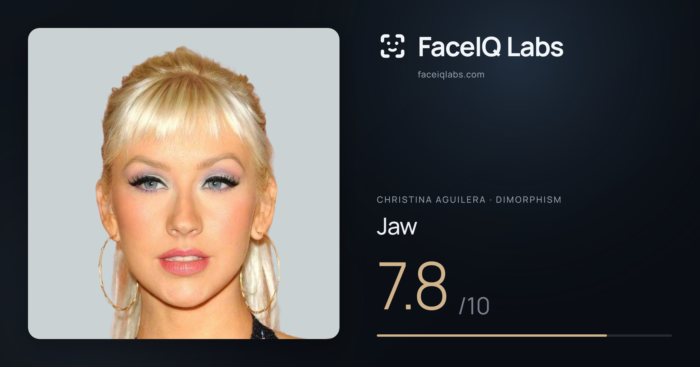 Christina Aguilera Jaw: 7.8/10, drawn on the photo