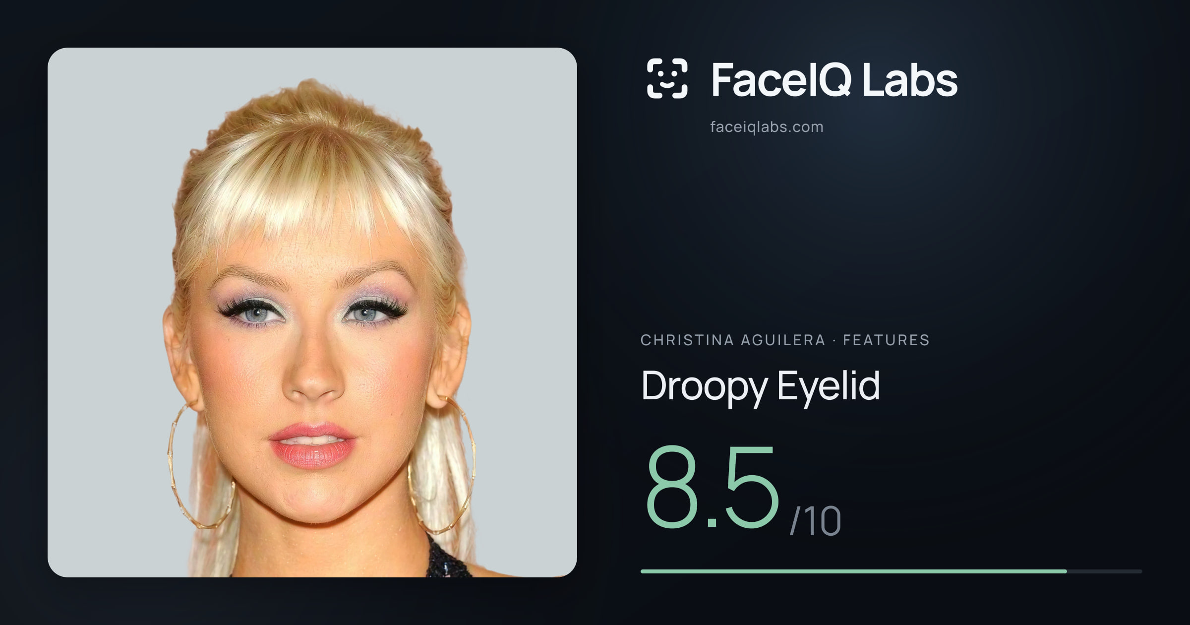 Christina Aguilera Droopy Eyelid: 8.5/10, drawn on the photo