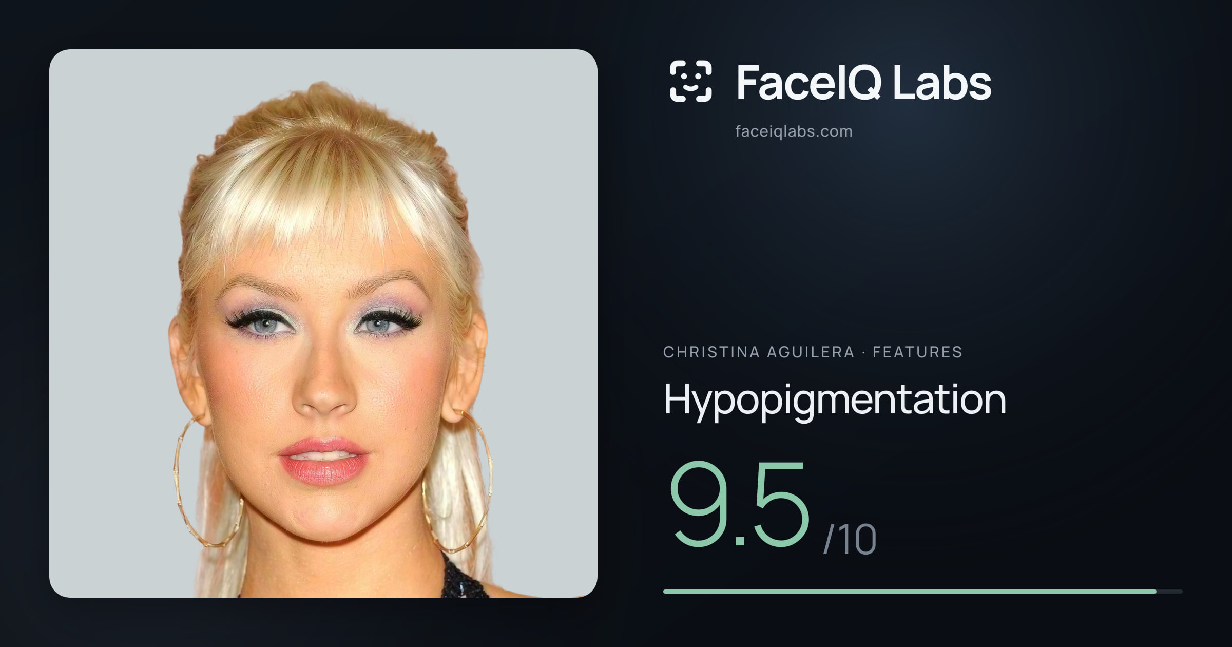 Christina Aguilera Hypopigmentation: 9.5/10, drawn on the photo
