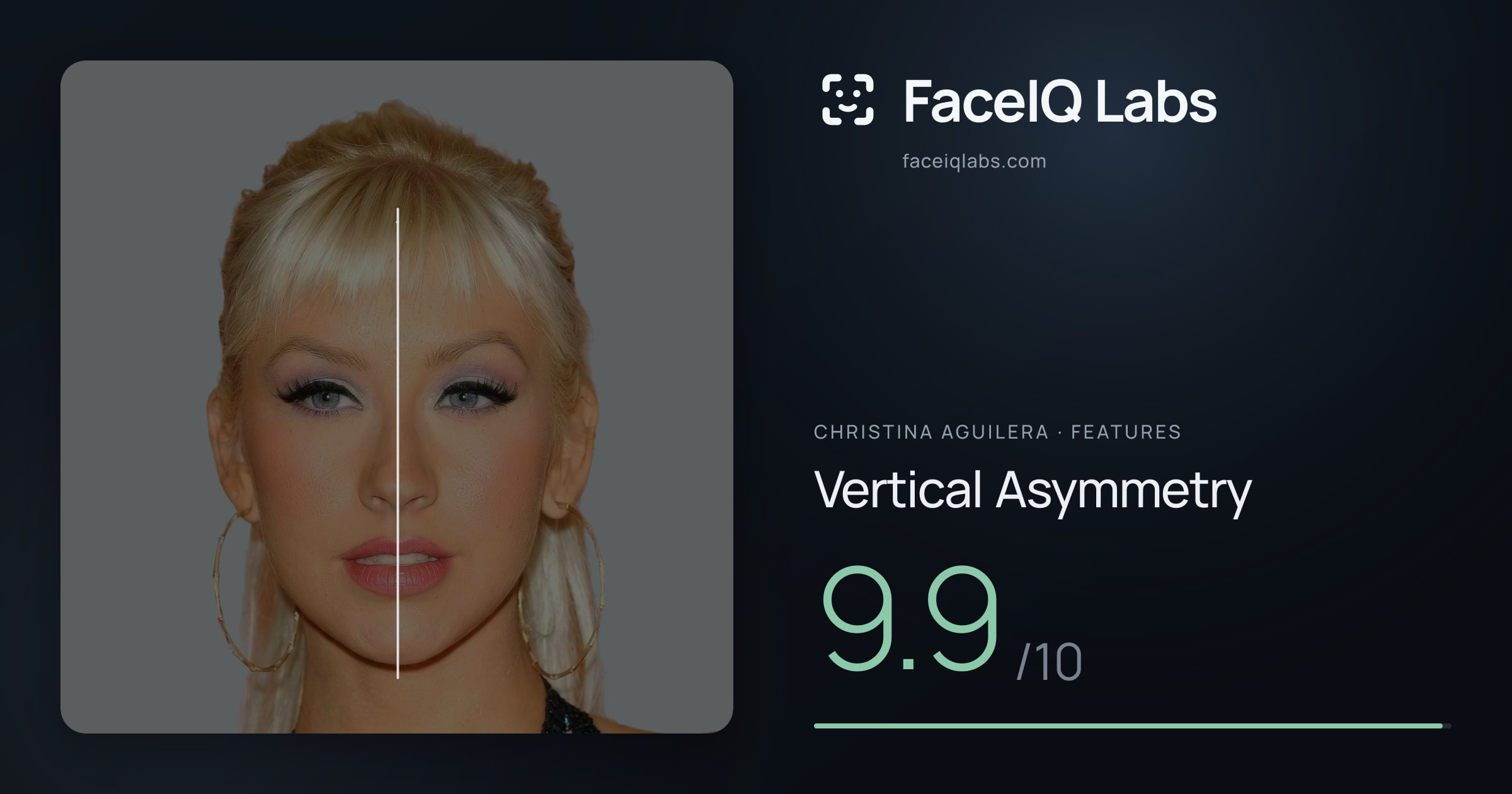 Christina Aguilera Vertical Asymmetry: 9.9/10, drawn on the photo