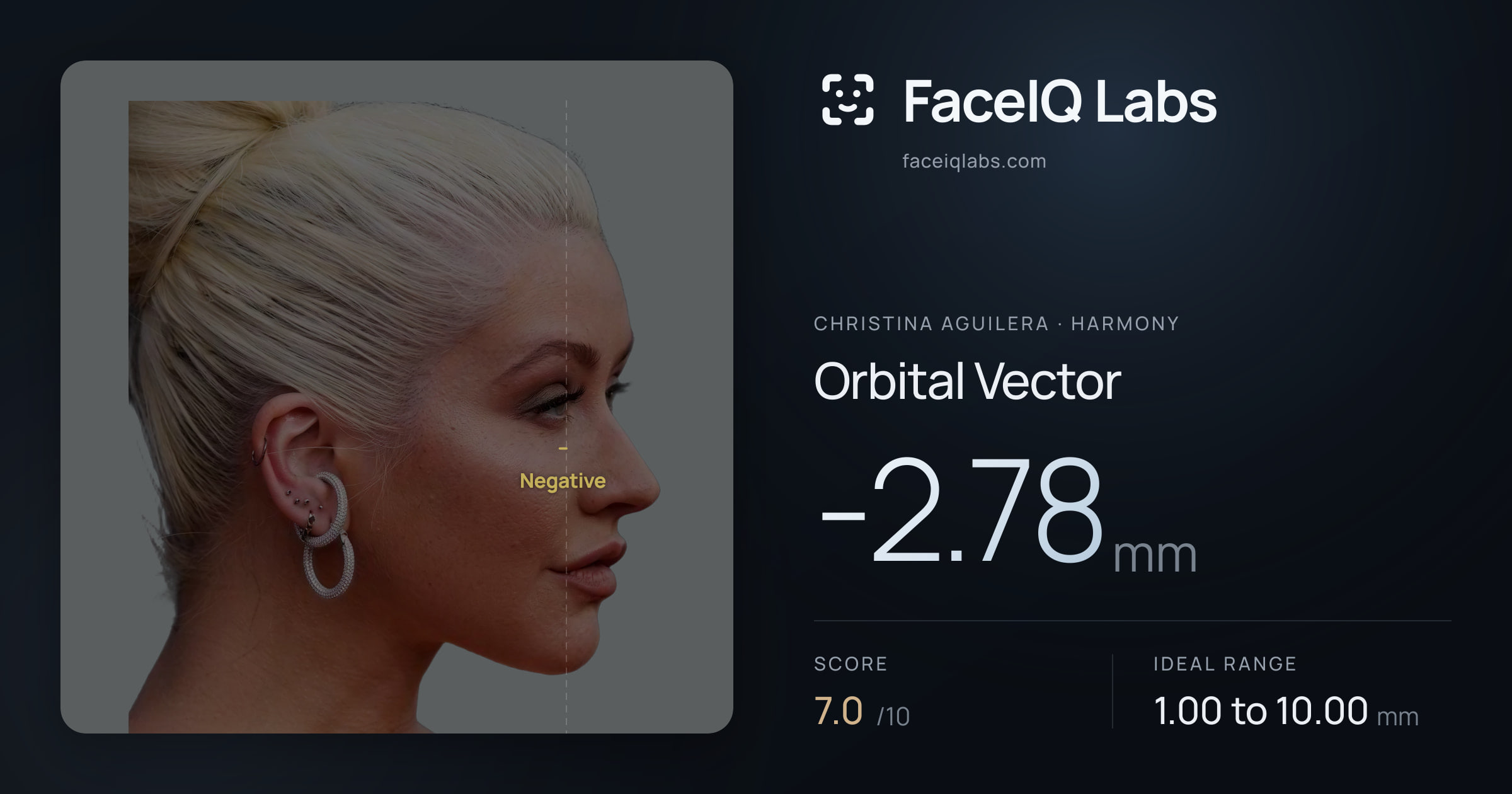 Christina Aguilera Orbital Vector: -2.78mm, drawn on the photo