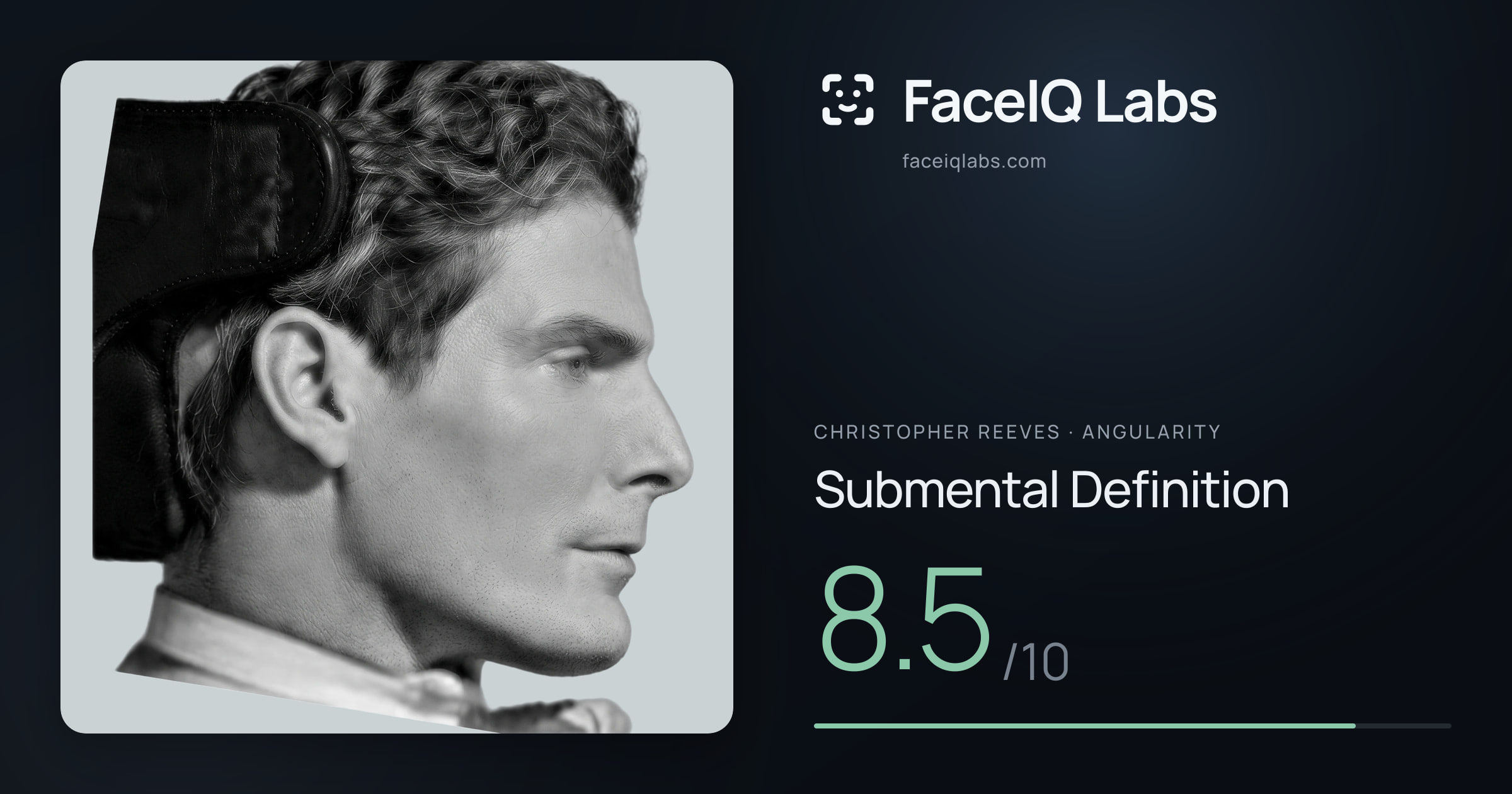 Christopher Reeves Submental Definition: 8.5/10, drawn on the photo