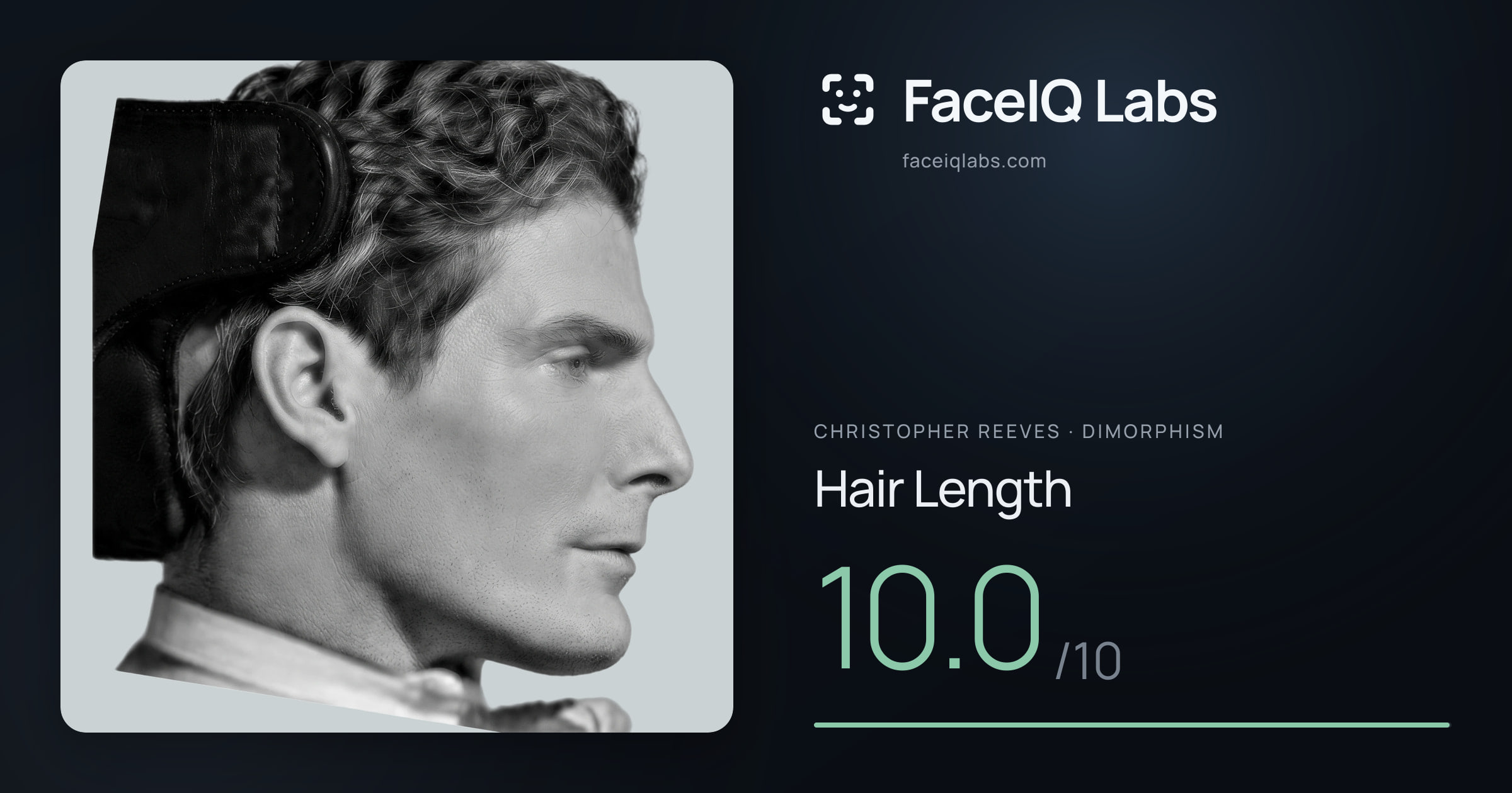 Christopher Reeves Hair Length: 10.0/10, drawn on the photo