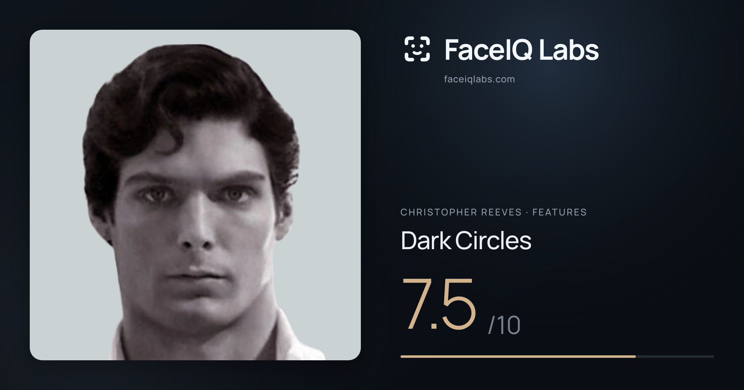 Christopher Reeves Dark Circles: 7.5/10, drawn on the photo